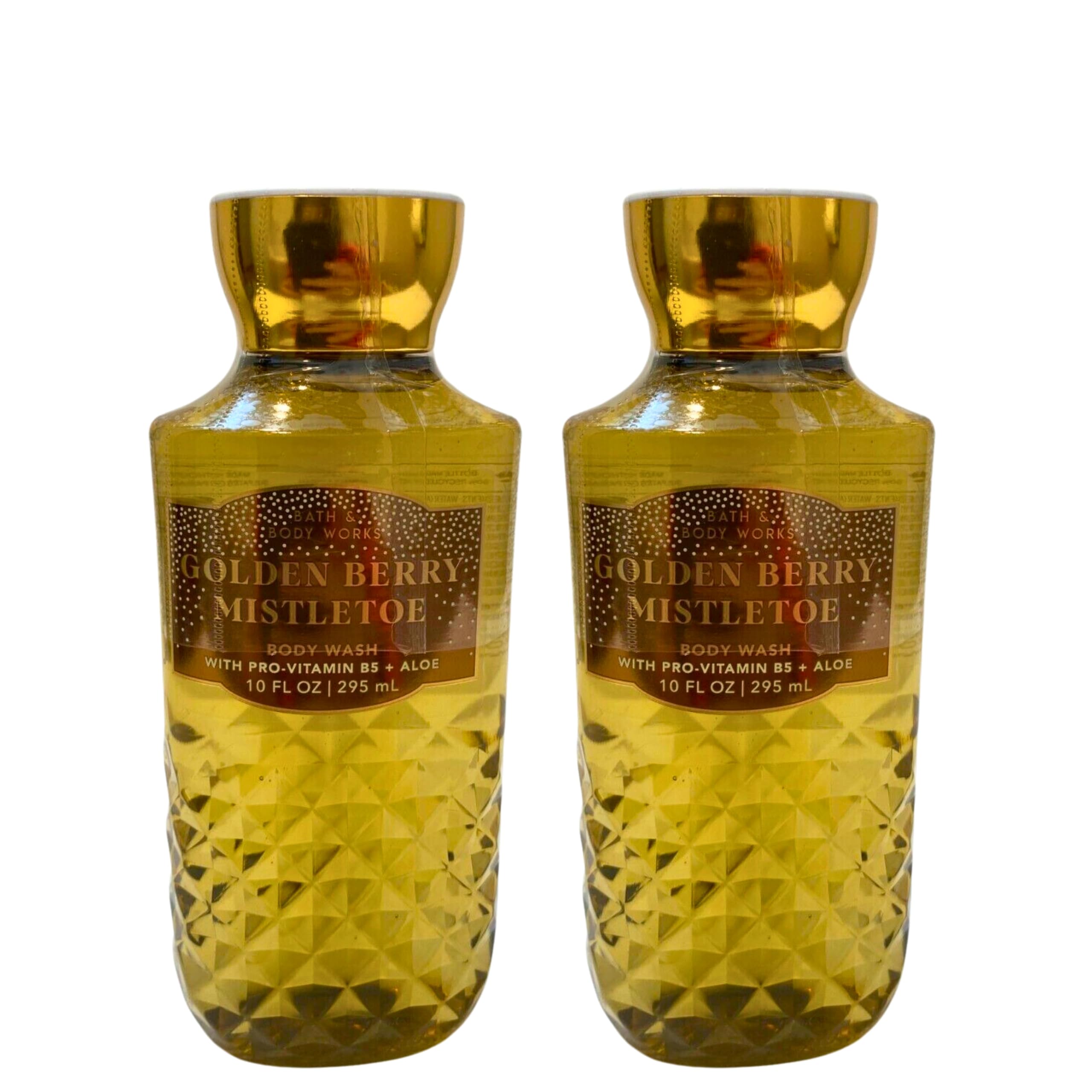 Bath & Body Works Shea & Vitamin E Moisturizing Shower Gel - 2 Pack (10oz Each, Golden Berry Mistletoe Scent) for Relaxing Bath & Holiday Gifts