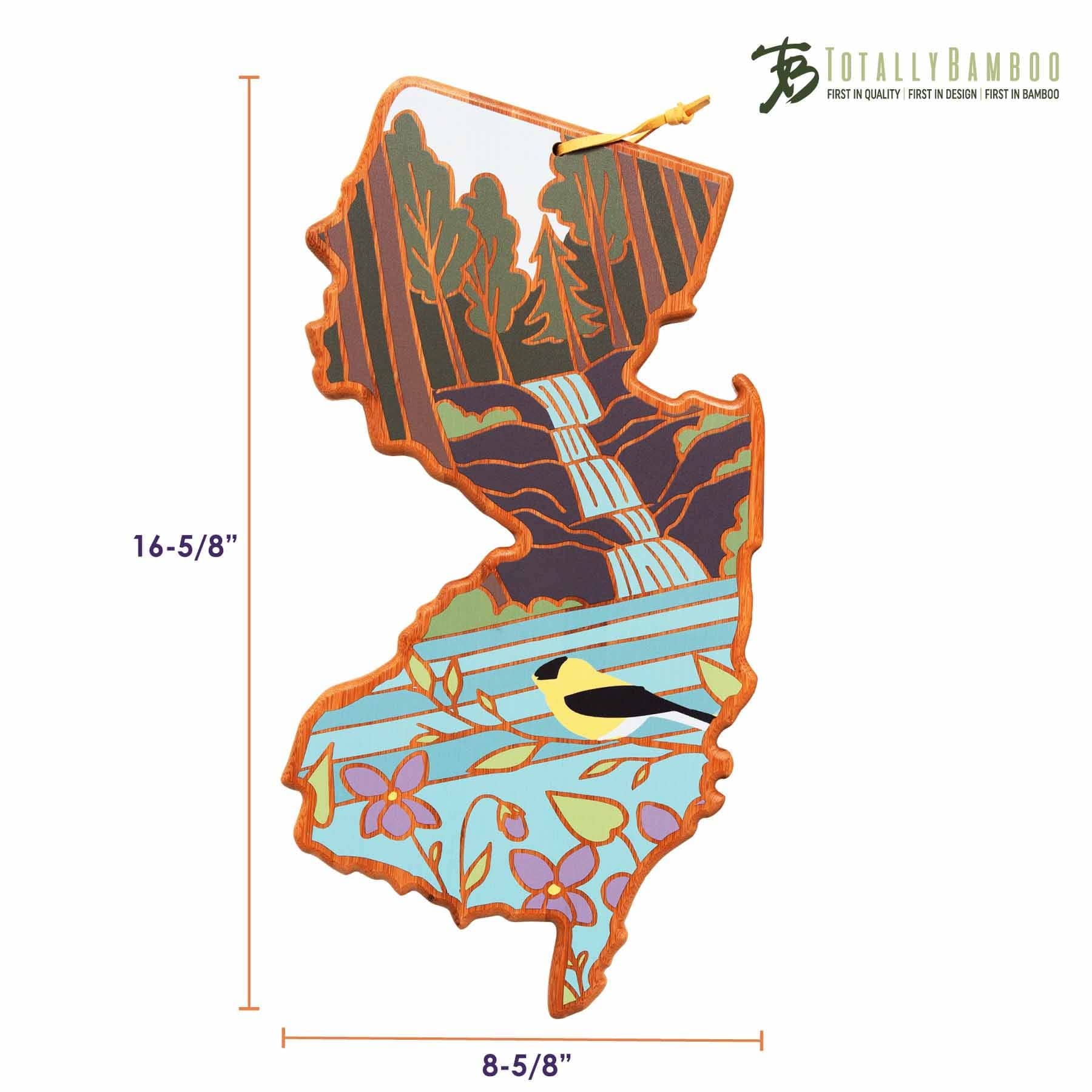 Premium New Jersey-Themed Cutting Board with Summer Stokes Artwork - Durable Wooden Chopping Board for Kitchen, Home Decor & Gift Giving