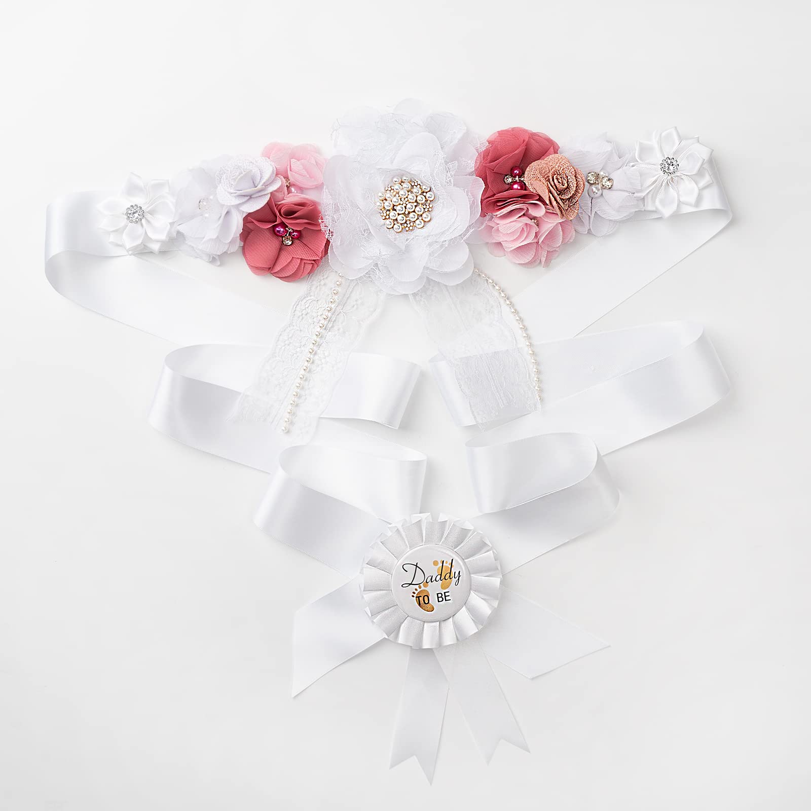 Mom to Be Sash & Corsage Pin Set - Baby Shower Decorations for Pregnancy Announcement, Maternity Photo Props, Gender Reveal Party Supplies - Perfect for Maternity Dresses & Pregnancy Celebrations