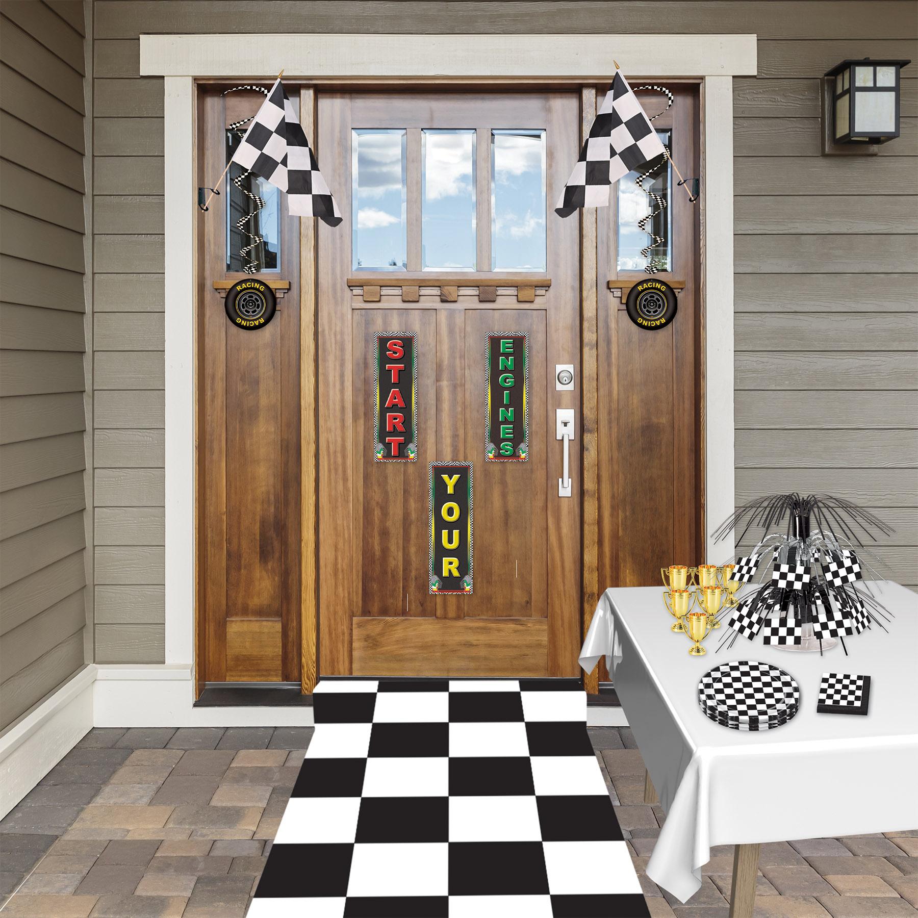 12 Pack Beistle 11x18 Inch Checkered Party Flags - Durable Fabric Decorations for Birthday, Graduation & Holiday Celebrations - Perfect for Indoor/Outdoor Events & Party Backdrops