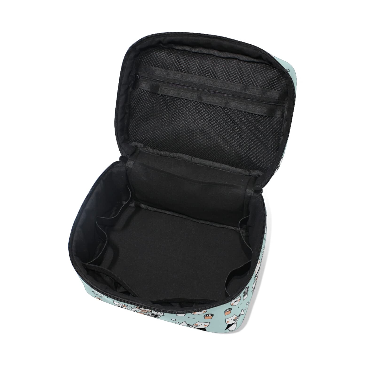 Cat Life Animal Print Cosmetic Bag Organizer - Cute Zippered Makeup Pouch & Toiletry Case for Women & Girls - Perfect for Travel, Gym, and Daily Essentials Storage