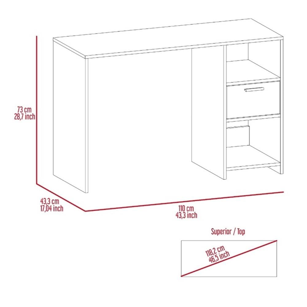 Modern Light Gray Arlington Computer Desk with Drawer & 2 Open Shelves - Home Office Workstation for Small Spaces, Study Room, or Bedroom Workspace