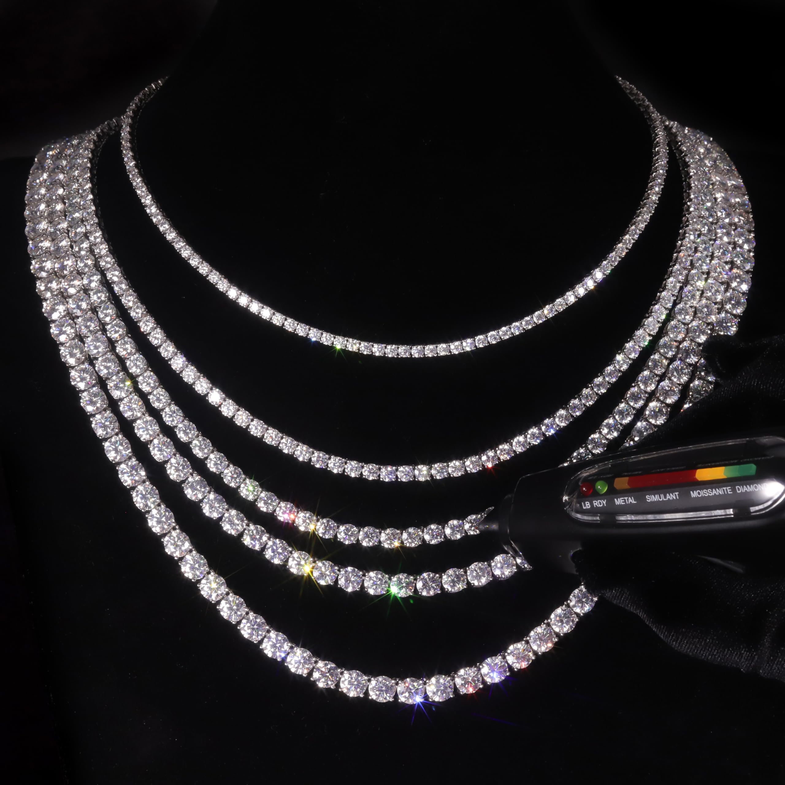 4.59-112.00CT D Color VVS1 Round Cut Moissanite Tennis Necklace for Women - 14k White Gold Plated 925 Sterling Silver Jewelry - Perfect for Weddings, Anniversaries & Special Occasions