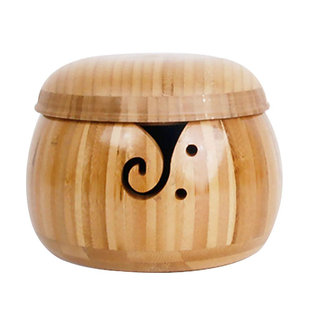 ARTIBETTER Large Handmade Wooden Yarn Bowl with Lid - Premium Yarn Storage Holder for Knitting & Crochet - Perfect for Organizing Yarn, Wool & Craft Supplies at Home or Studio