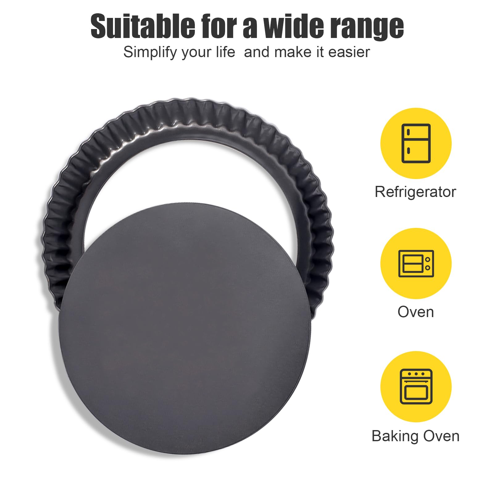 8 Inch Nonstick Tart Pan with Removable Base - Fluted Pie Dish for Baking Fruit Tarts, Quiche, Pizza & Cakes | Perfect for Home Bakers & Professional Chefs | Ideal for Parties, Holidays & Everyday Desserts
