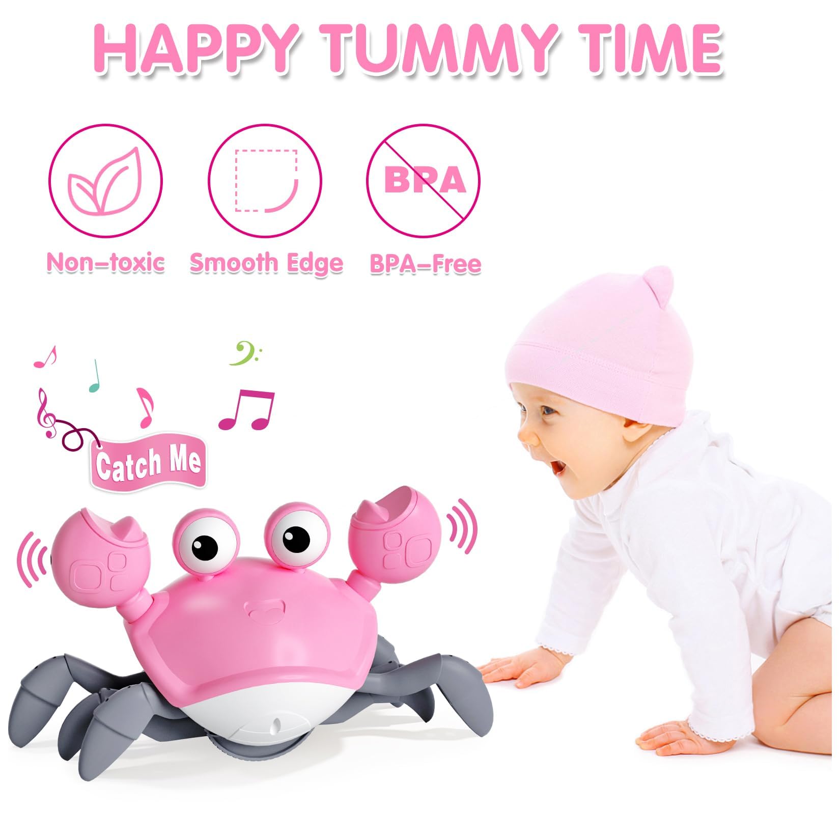 Interactive Crawling Crab Baby Toy - Montessori Musical Learning Toy for Girls & Boys 6-18 Months - Perfect for Tummy Time, First Birthday Gifts & Toddler Development (1-2 Years Old) | Great for Sensory Play, Motor Skills & Early Childhood Education