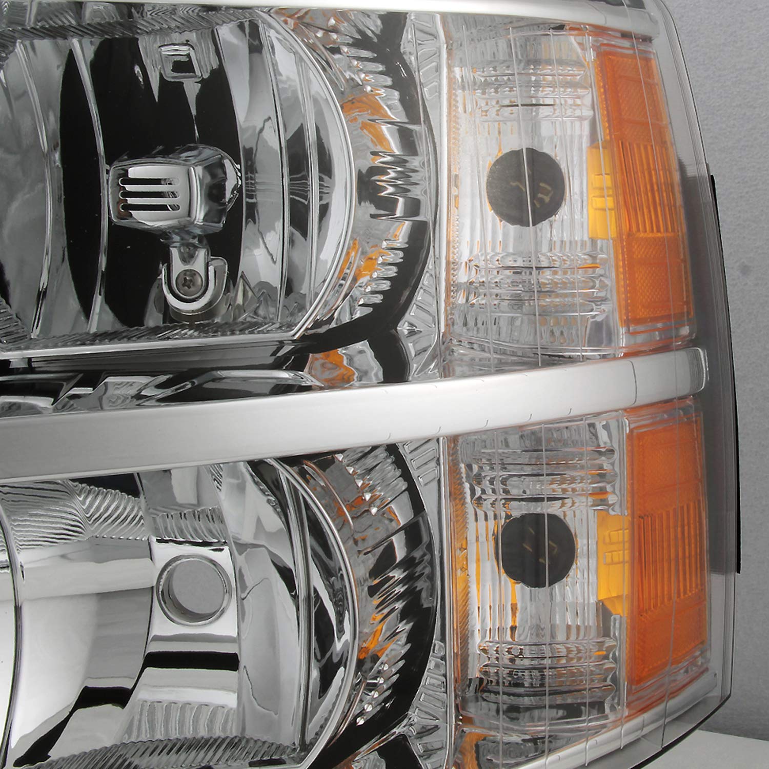 AKKON Replacement Chrome Bezel Headlights for Chevy Silverado - Driver & Passenger Side Headlamps Pair (Perfect for Night Driving & Off-Road Adventures)