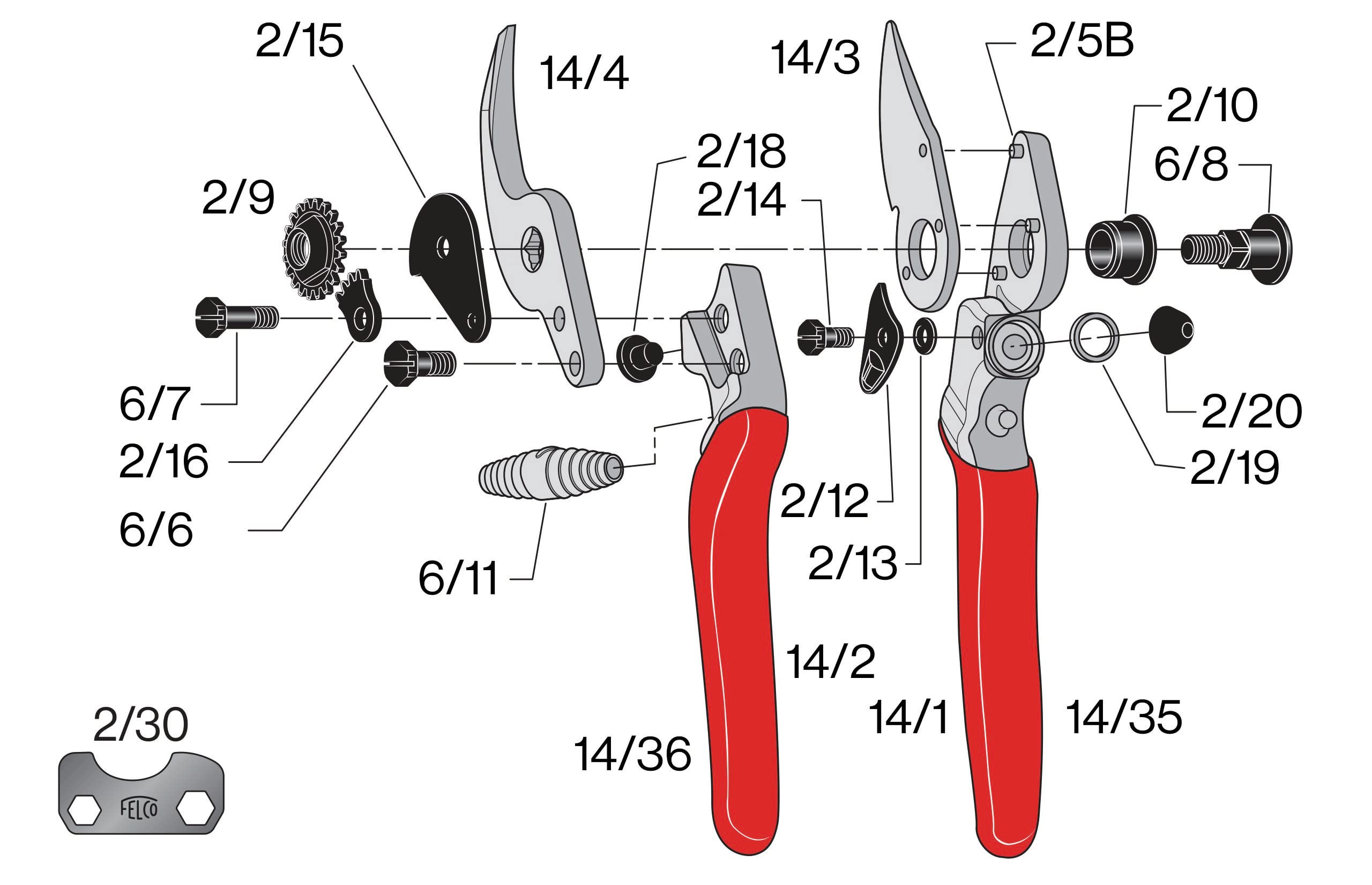 FELCO F-14 Professional Pruning Shears - Swiss Made High-Performance Garden Shears with Steel Blade for Precise Cutting (Red & Silver) - Ideal for Trimming, Pruning, and Shaping Plants, Flowers, and Small Branches