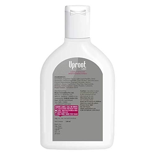 Uproot Lotion Hair Growth Retarding Formula - 120ml White | Reduces Unwanted Hair Growth | Natural Hair Inhibitor for Smooth Skin | Perfect for Facial, Bikini & Body Hair Control