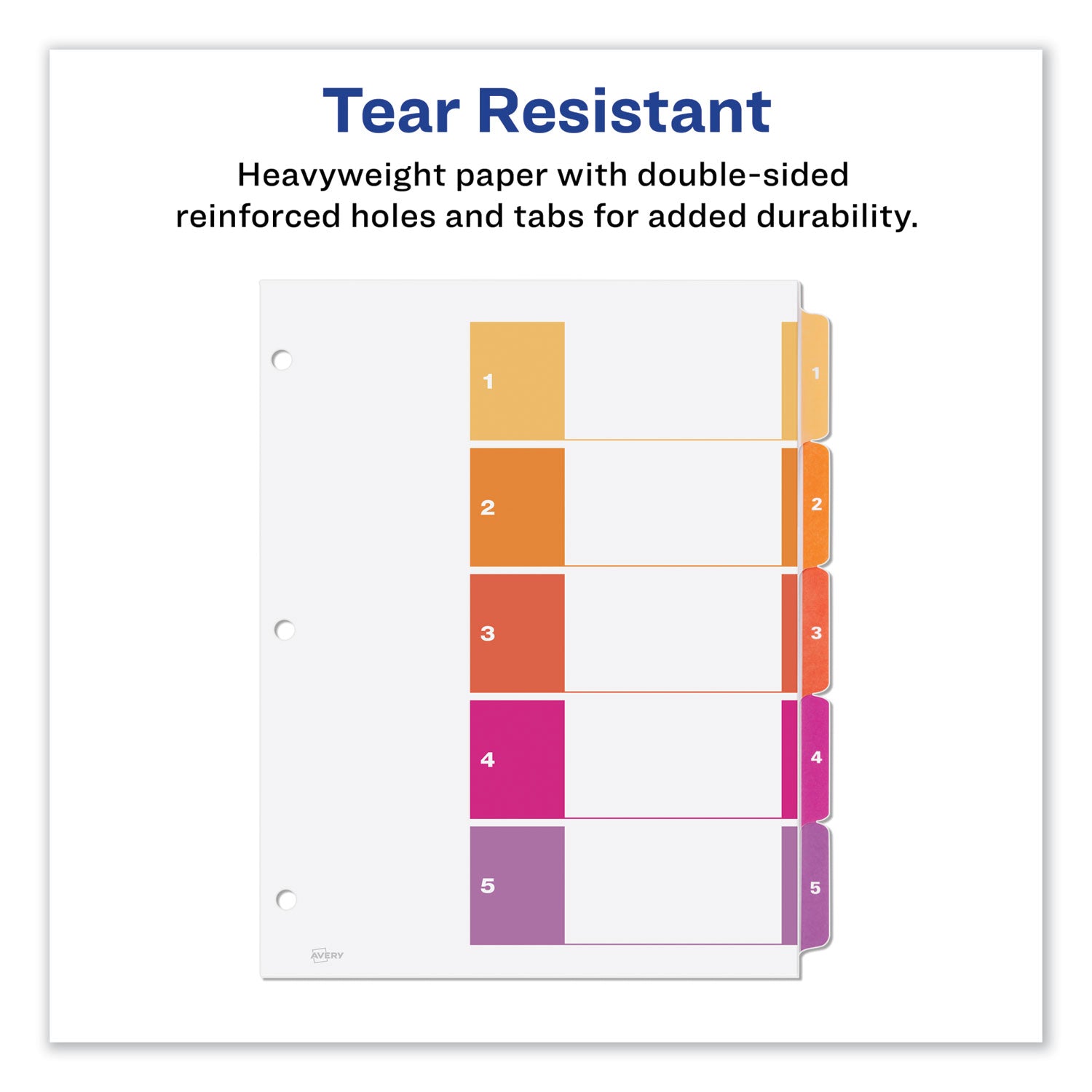 Avery® Customizable TOC Ready Index Multicolor Tab Dividers - 5 Tab, 1-5, 11 x 8.5 Inches, White, 24 Sets - Perfect for Office Organization, School Binders & Document Filing