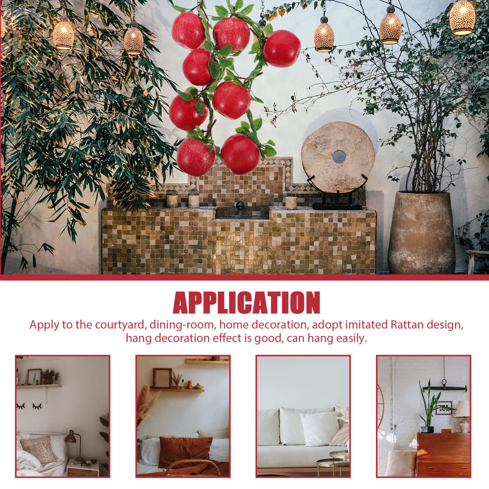 TOYANDONA Artificial Fruit Garland - 2 Pack Realistic Fake Fruit Decor for Kitchen, Farmhouse & Home | Hanging Ornament, Photography Props & Wall Decor | Perfect for Wedding, Party & Seasonal Displays