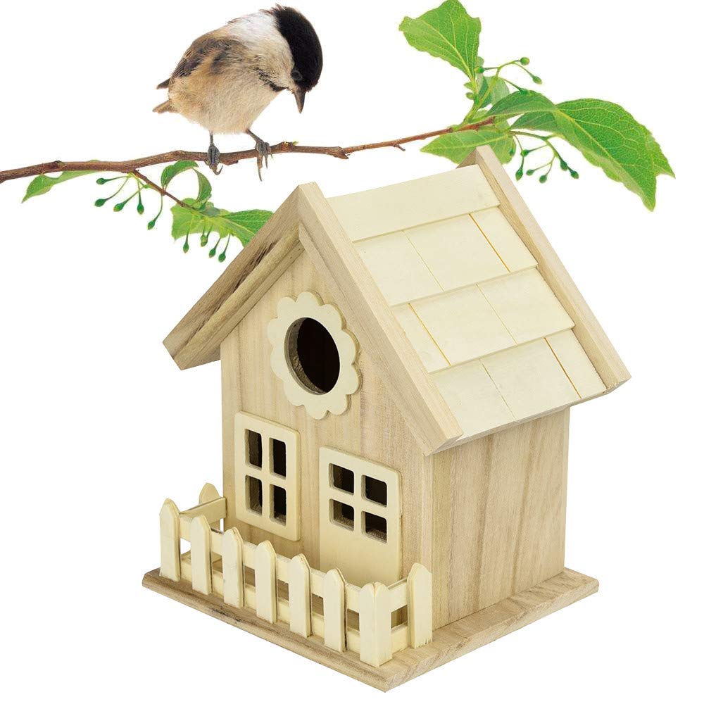 Yu2d Wooden Bird House - Handmade Nesting Box for Wild Birds, Durable Outdoor Birdhouse for Garden, Backyard, and Patio Decoration