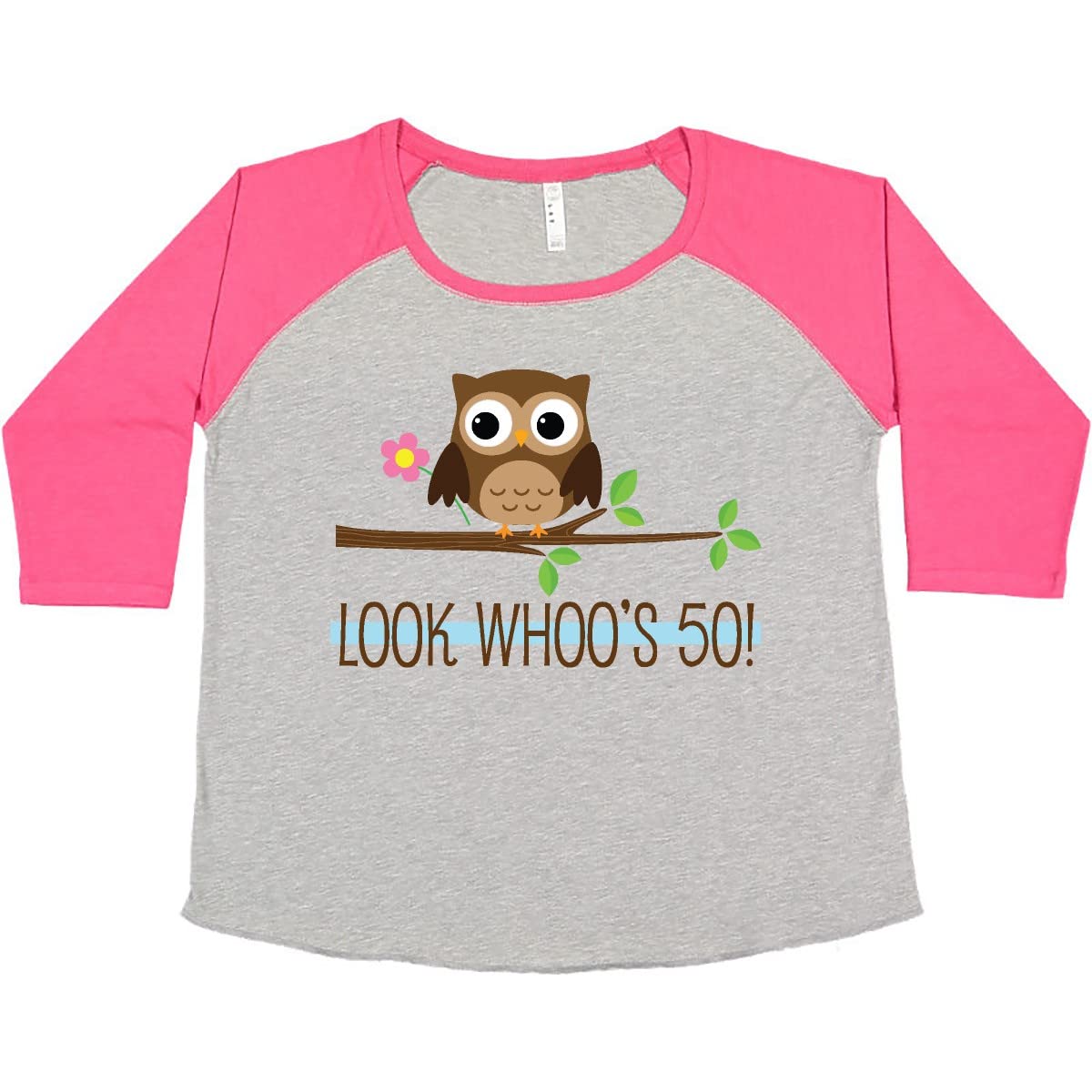 Inktastic Women's Plus Size 50th Birthday 'Whoos 50' Owl Graphic T-Shirt - Fun Birthday Gift for Women, Casual Wear & Party Outfits