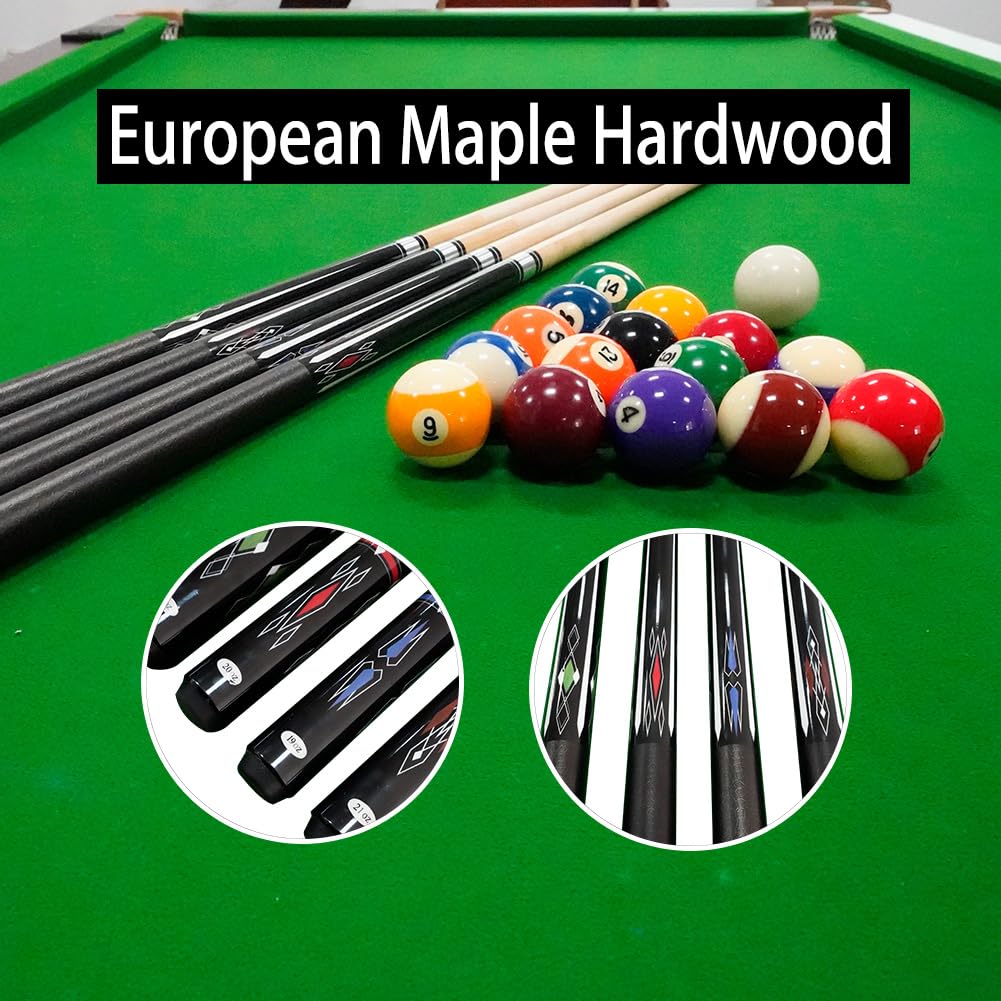 Premium Maple Wood Pool Cue Stick Set - 4 Professional 58