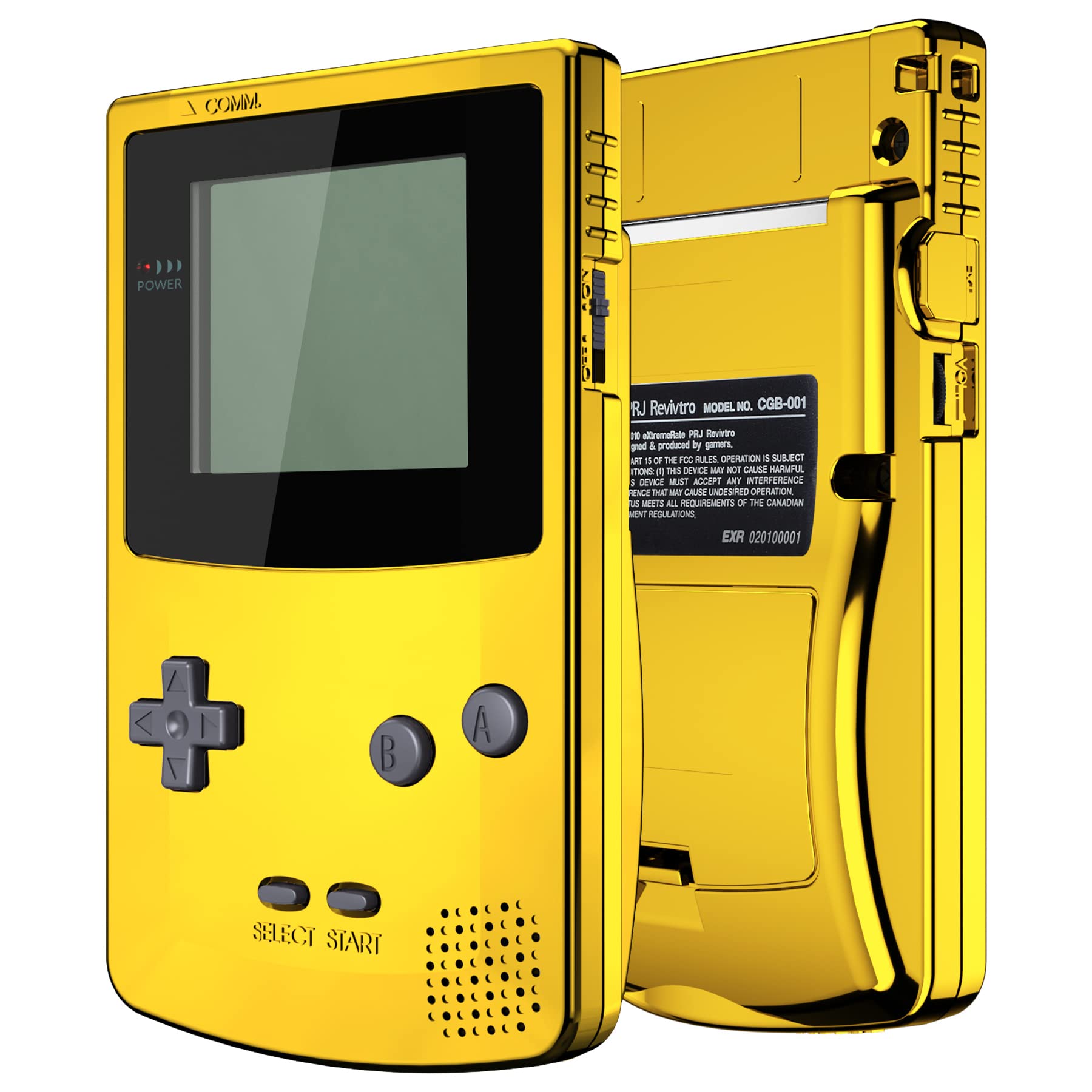 eXtremeRate Chrome Gold Replacement Shell & Black Screen Lens for Gameboy Color (GBC) - Compatible with OSD IPS, Regular IPS & Standard LCD Screens - DIY Console Housing Upgrade Kit - Perfect for Gameboy Color Modding & Retro Gaming Enthusiasts
