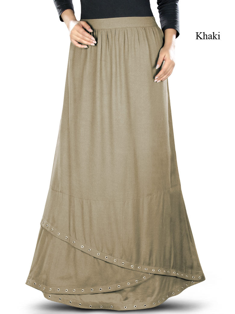 Afrah Skirt - Women's Flowy Midi Skirt with Elastic Waist | Perfect for Casual Wear, Beach Outfits & Boho Fashion