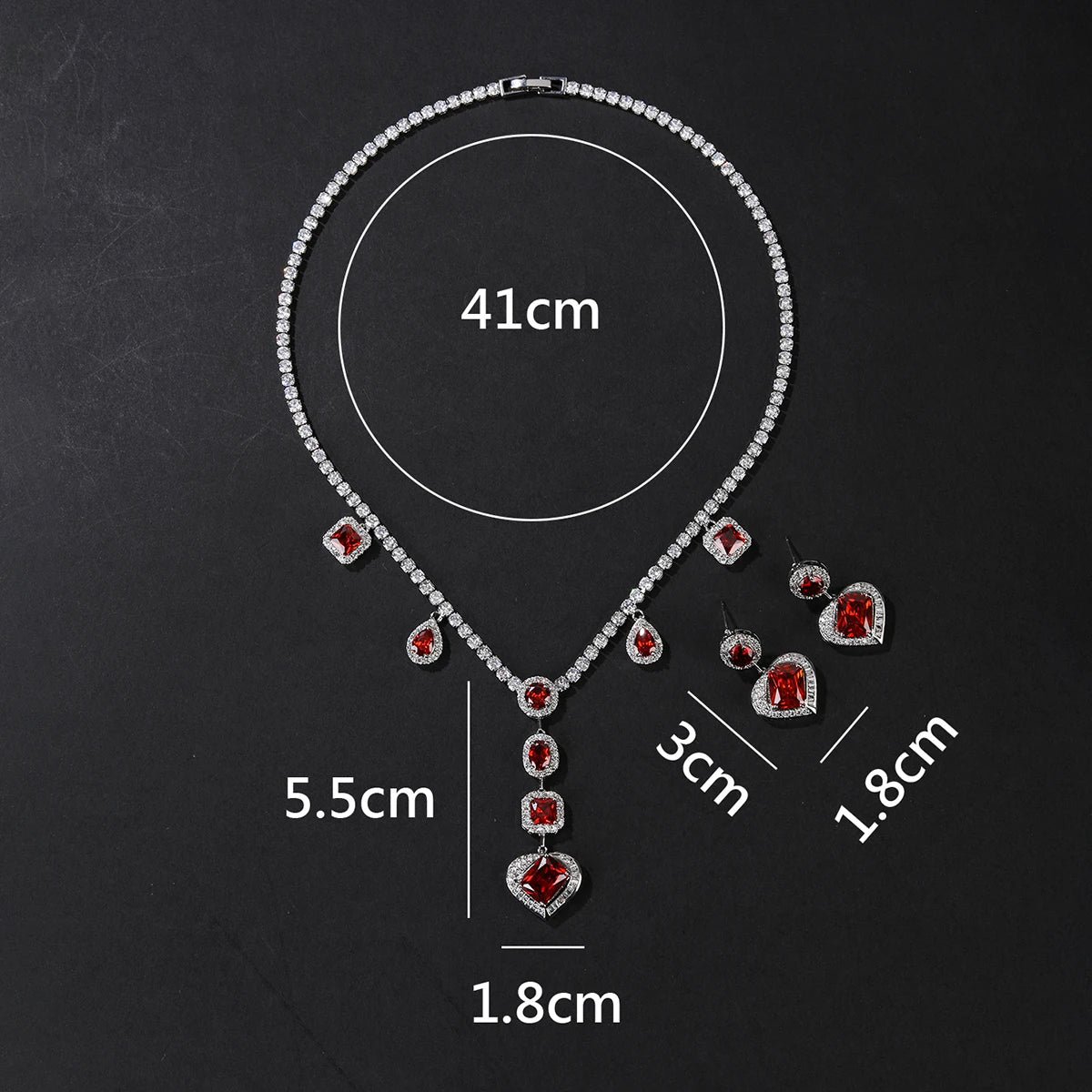 4-Piece High-Quality Cubic Zirconia Heart Shape Bridal Jewelry Set - Necklace & Earrings for Women, Wedding, Anniversary & Party Accessories | Elegant Gift for Her