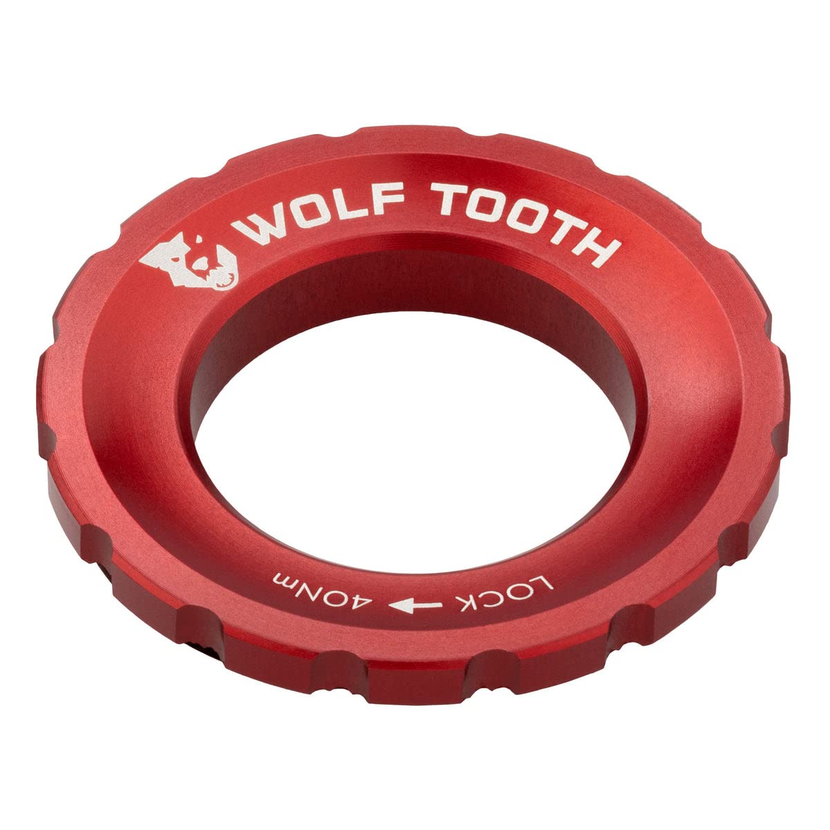Wolf Tooth Centerlock Rotor Lockring - Red Bicycle Disc Brake Lockring for MTB & Road Bikes | Secure Disc Brake Installation for Cycling & Mountain Biking