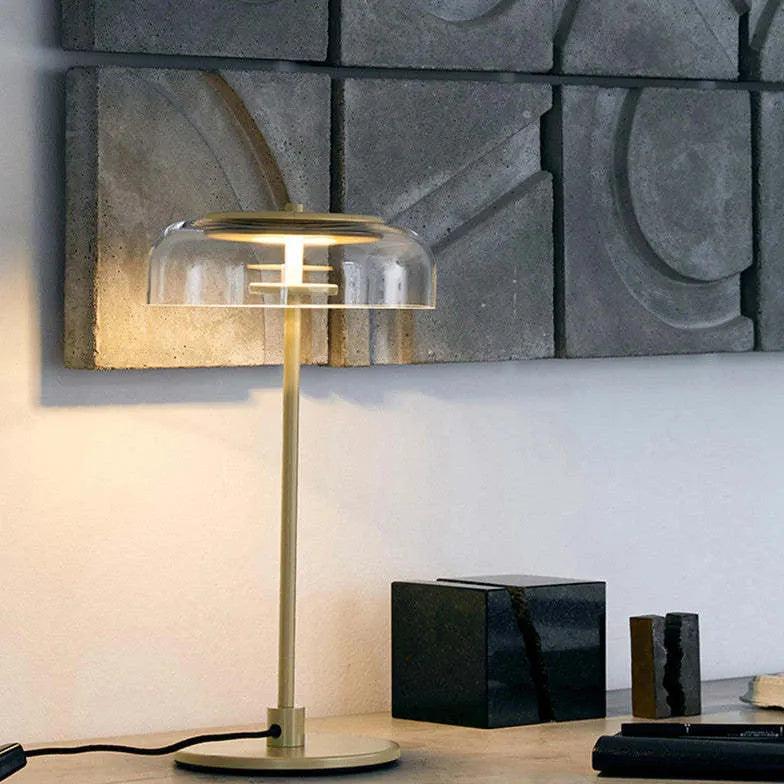 Minimalist Transparent Glass Plug-In Table Lamp - Modern Home & Office Lighting for Bedroom, Living Room, and Study Desk