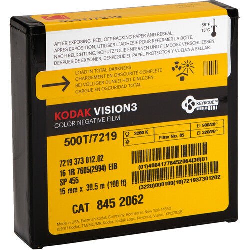 Kodak VISION3 500T 16mm Color Negative Film #7219 (100' Roll, Single Perf) - Professional Cinematography for Low Light Scenes & Nighttime Filming