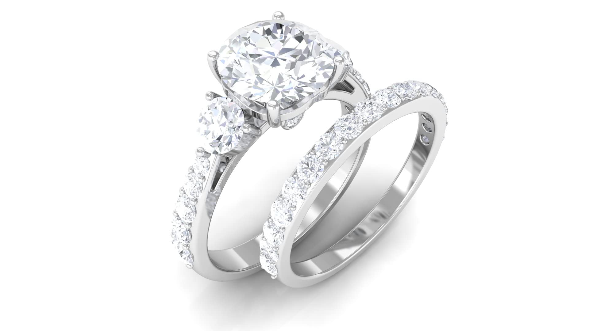 4.50 CT Moissanite Wedding Ring Set for Women - 14K Solid Gold Engagement & Bridal Ring Set - Elegant Moissanite Jewelry for Proposals, Anniversaries & Special Occasions