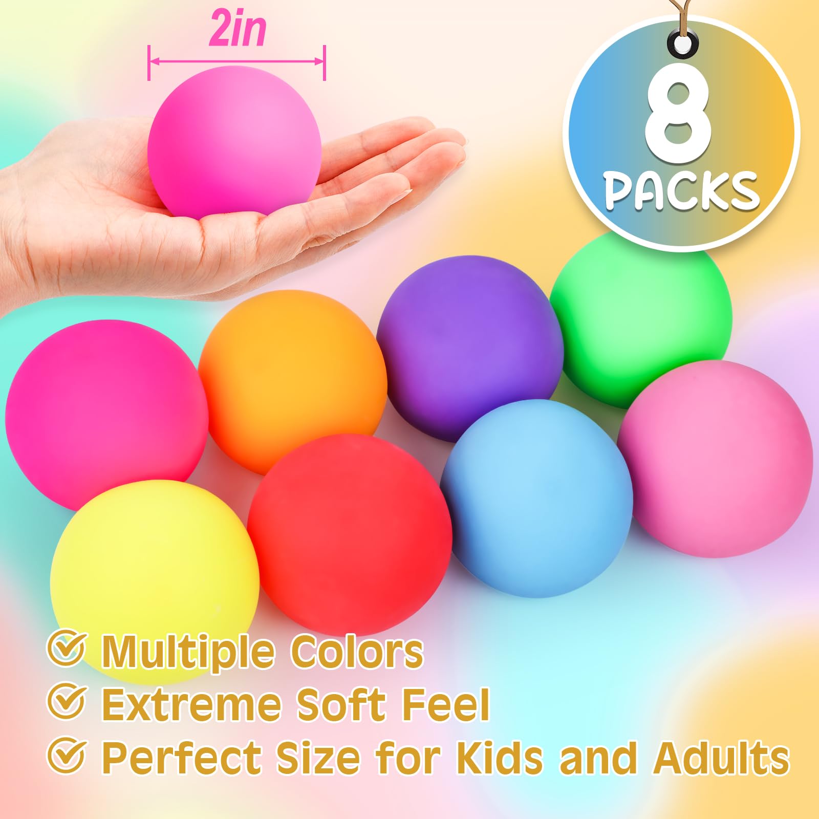 8 Pack Slow Rising Stress Balls for Kids & Adults - Squishy Fidget Toys for Anxiety Relief, Hand Therapy & Sensory Play - Perfect for Classroom Prizes, Office Stress Relief & Home Relaxation