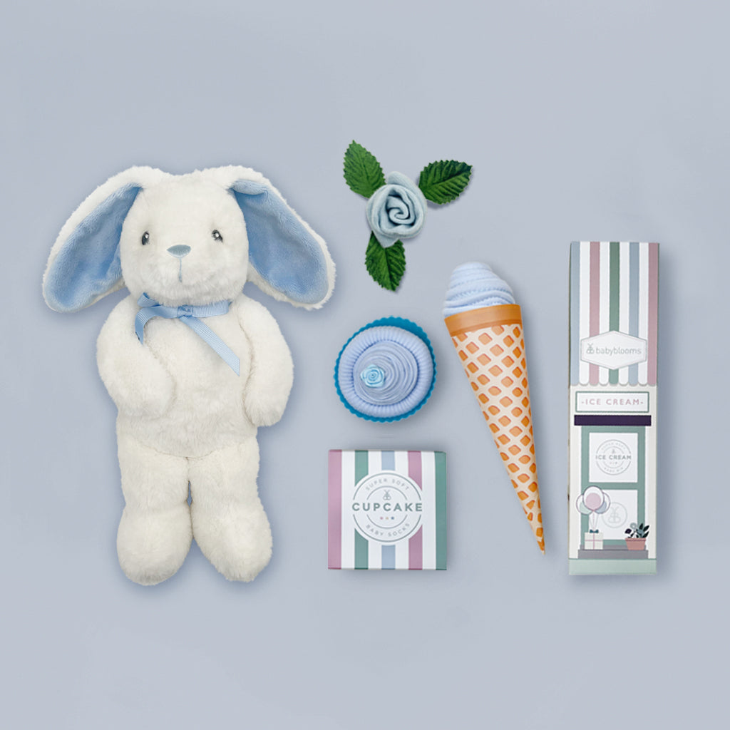 Hello Baby Gift Set for Newborns - Blue Baby Shower Present, Welcome Home Gift for Boys & Girls - Perfect for Birthdays, Christenings, and Nursery Decor