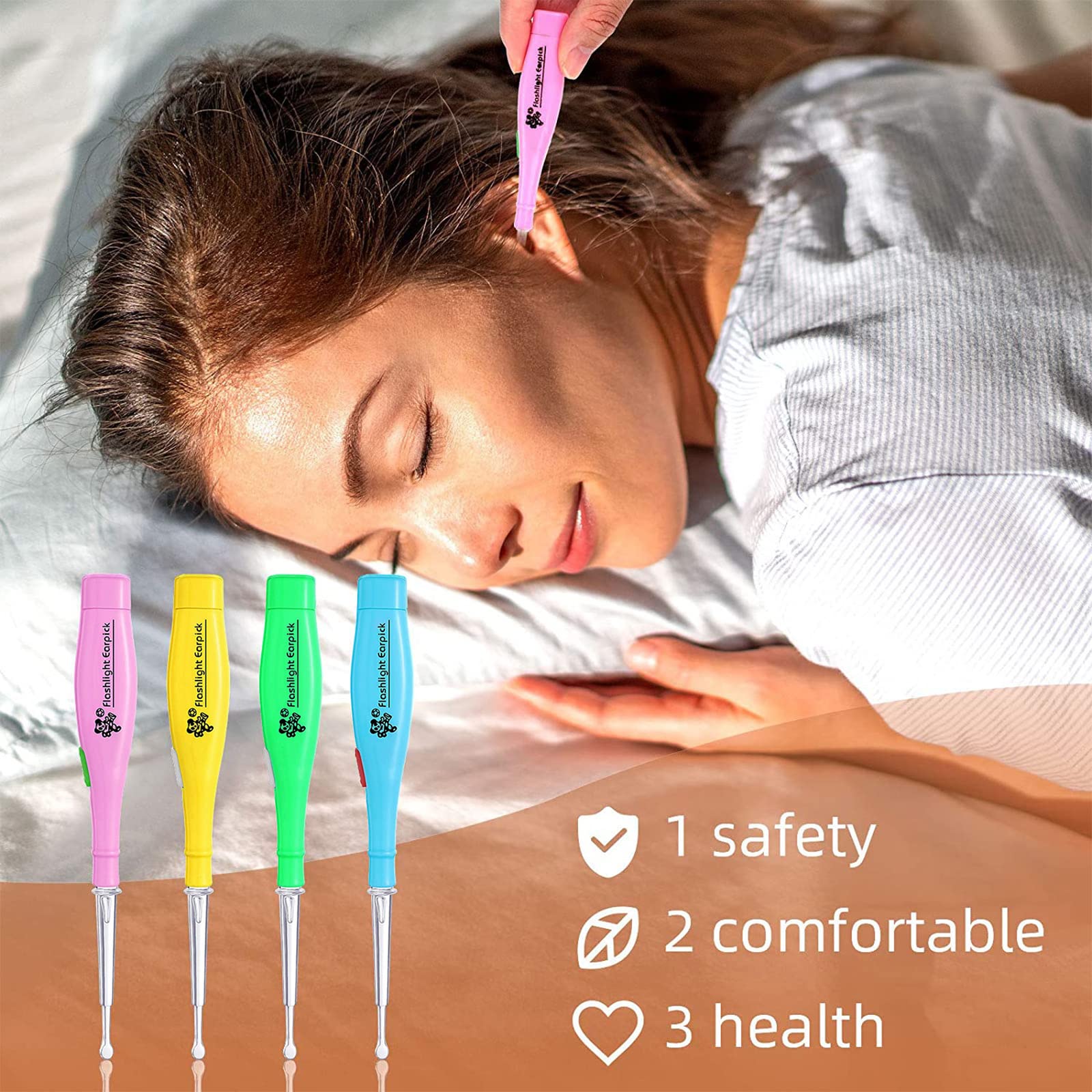 4-Piece Ear Wax Removal Kit with LED Light & Storage Case - Safe Ear Pick, Spoon & Tweezers for Adults - Perfect for Home Use, Travel & Personal Hygiene Care