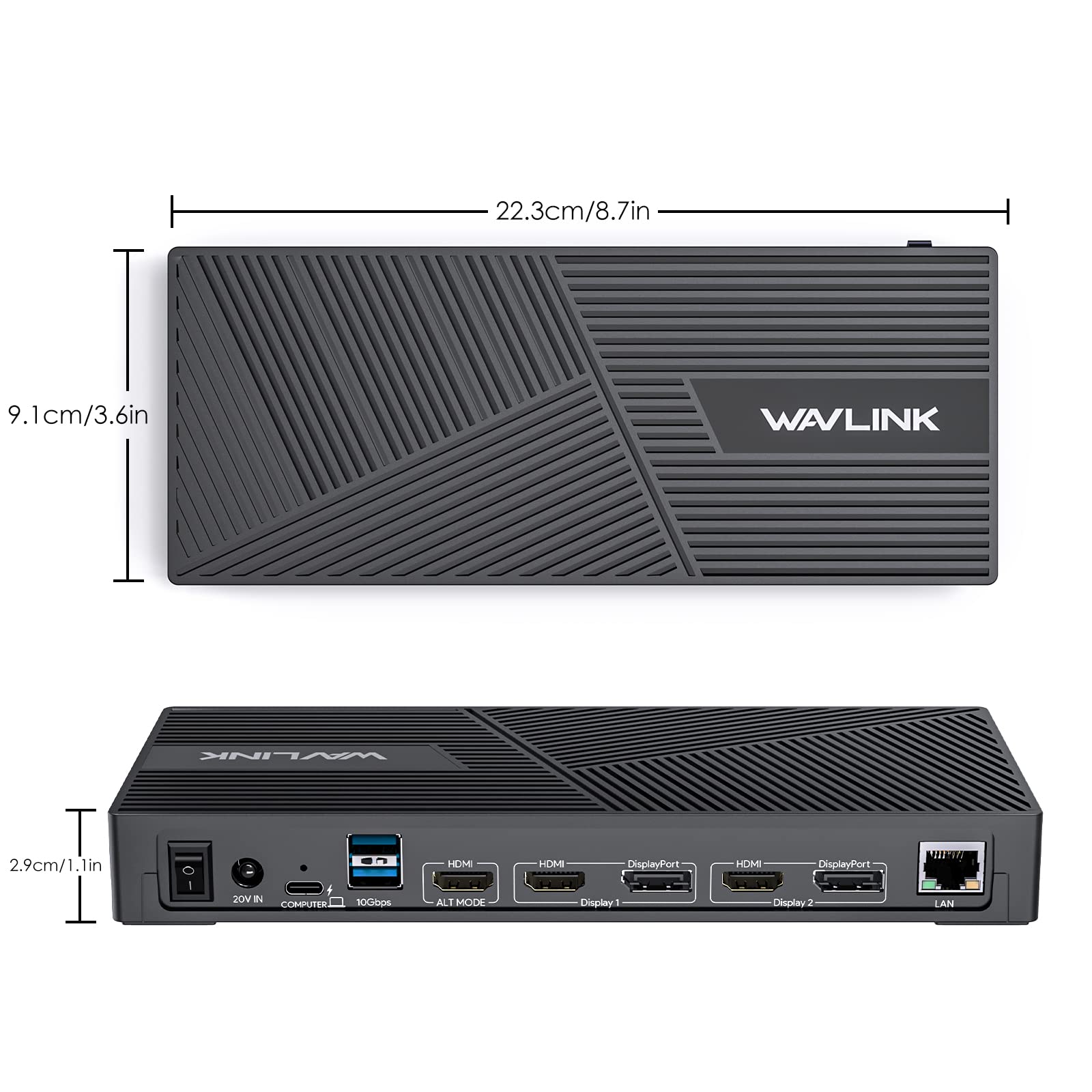 WAVLINK 15-in-1 USB C Triple 4K Display Docking Station with 3x HDMI, 2x DisplayPort, 100W PD Charging & 10Gbps Data Transfer for Windows/Mac - Perfect for Home Office, Gaming & Multi-Monitor Workstations