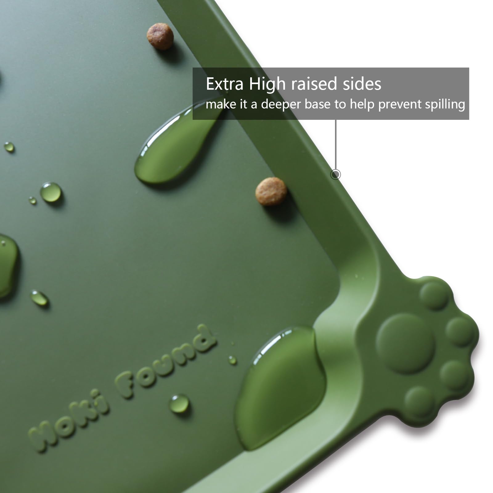 Non-Slip Silicone Pet Bowl Mat for Dogs & Cats - Waterproof Food Mat - Dark Olive - Perfect for Messy Eaters & Spill Prevention in Kitchen or Outdoor Use