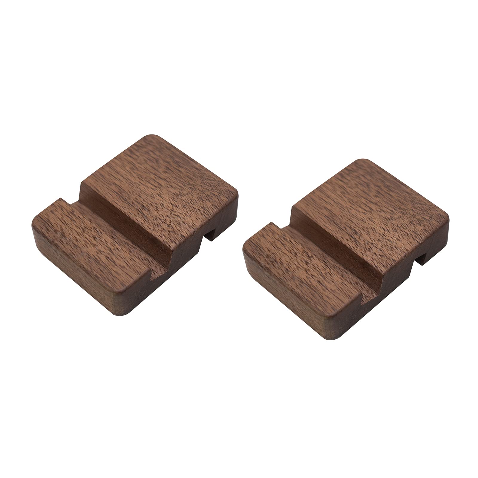 GISELA D Upgraded Double Slot Wooden Phone Stand - Portable Desktop Tablet Holder for iPhone, Samsung, iPad (Walnut, 2Pcs) | Perfect for Office, Home, Video Calls & Hands-Free Viewing
