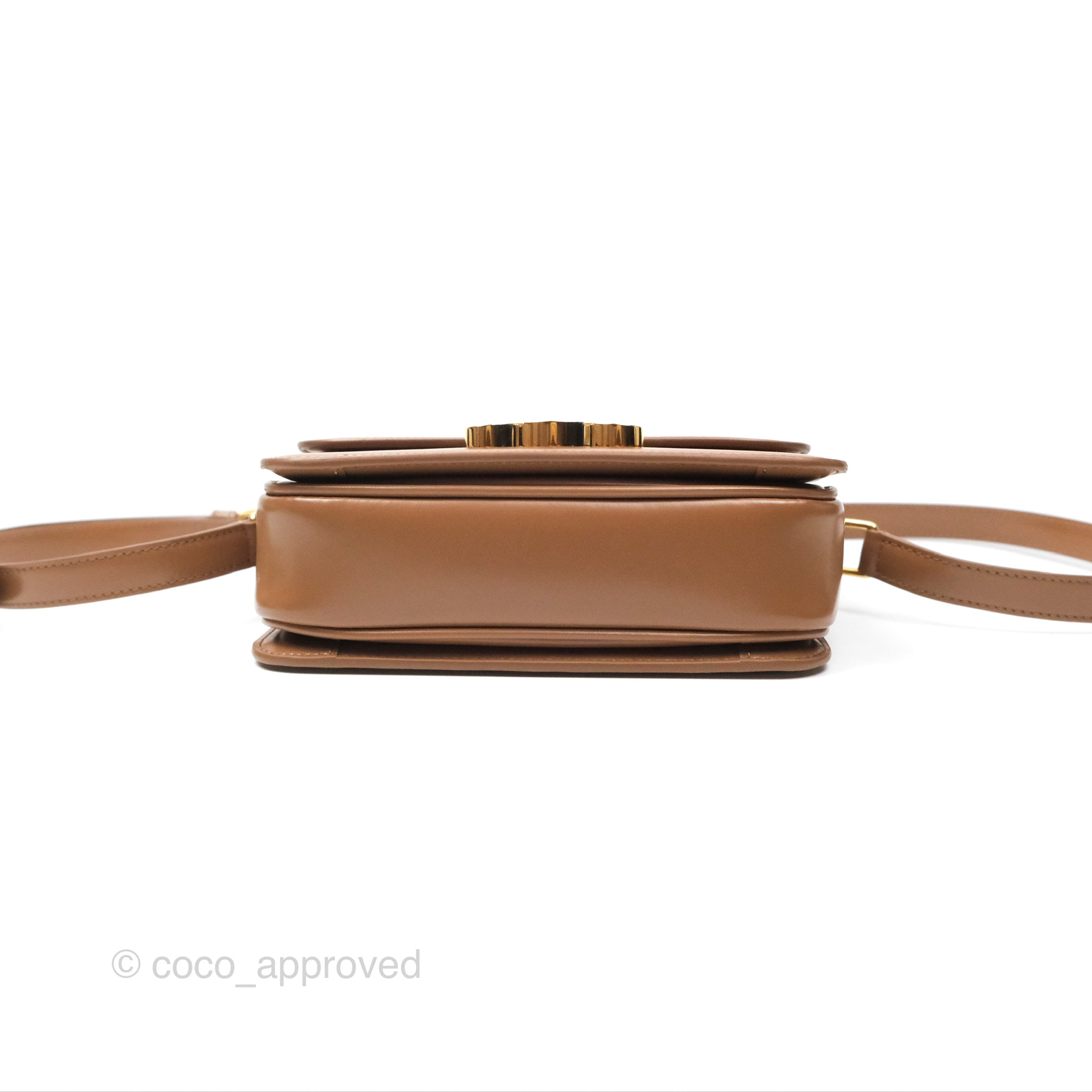 Celine Teen Triomphe Bag - Shiny Calfskin Leather Crossbody Purse in Bronze | Perfect for Date Night, Parties & Everyday Elegance