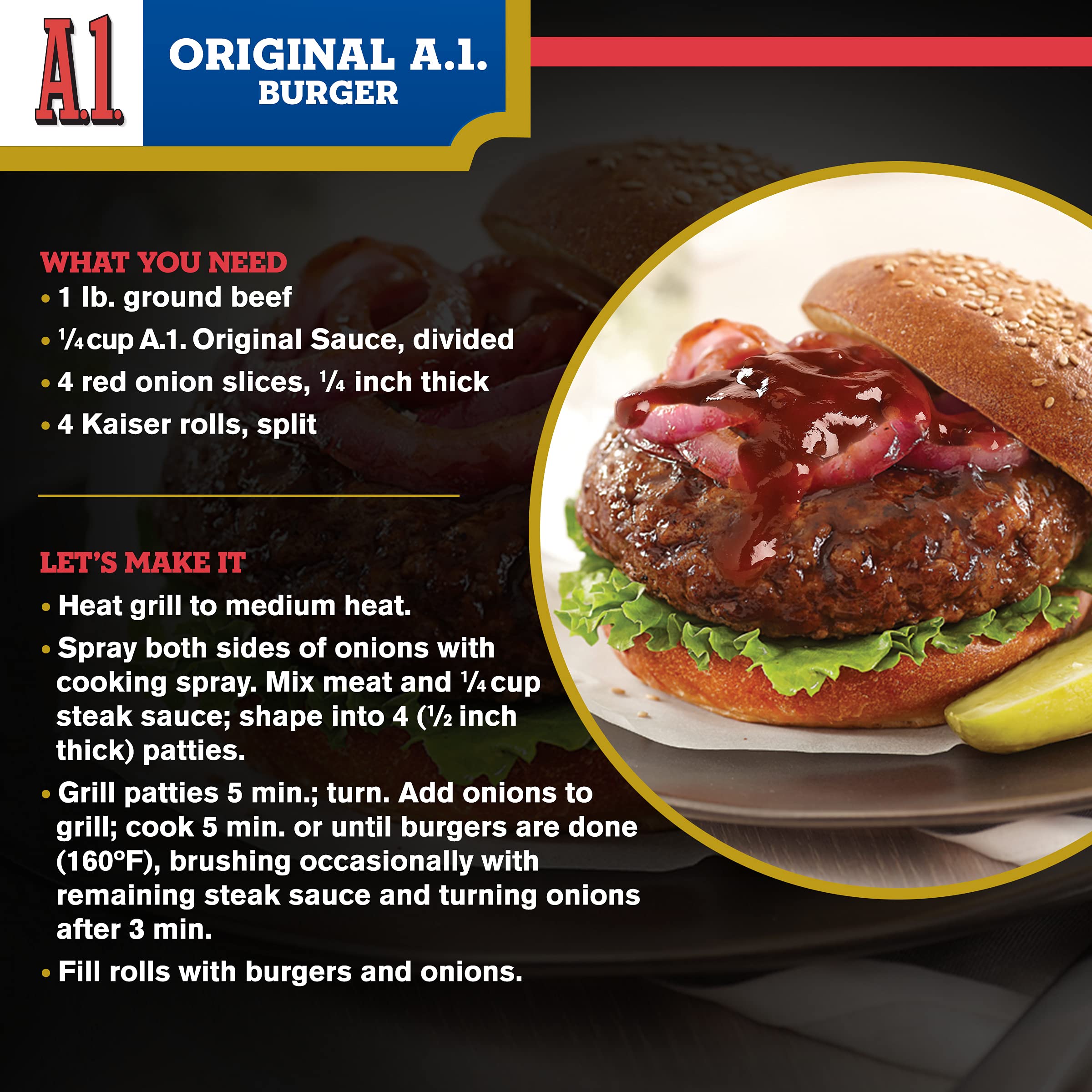 Original Steak Sauce - 24 Pack (5 oz Bottles) | Premium Steak & Burger Topping for Grilling, BBQ & Home Cooking