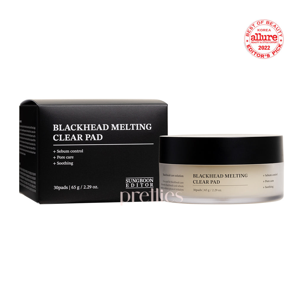 Sungboon Blackhead Melting Clear Pads - 30 Pads (65g) for Deep Pore Cleansing & Acne Treatment | Perfect for Daily Skincare Routine & Travel