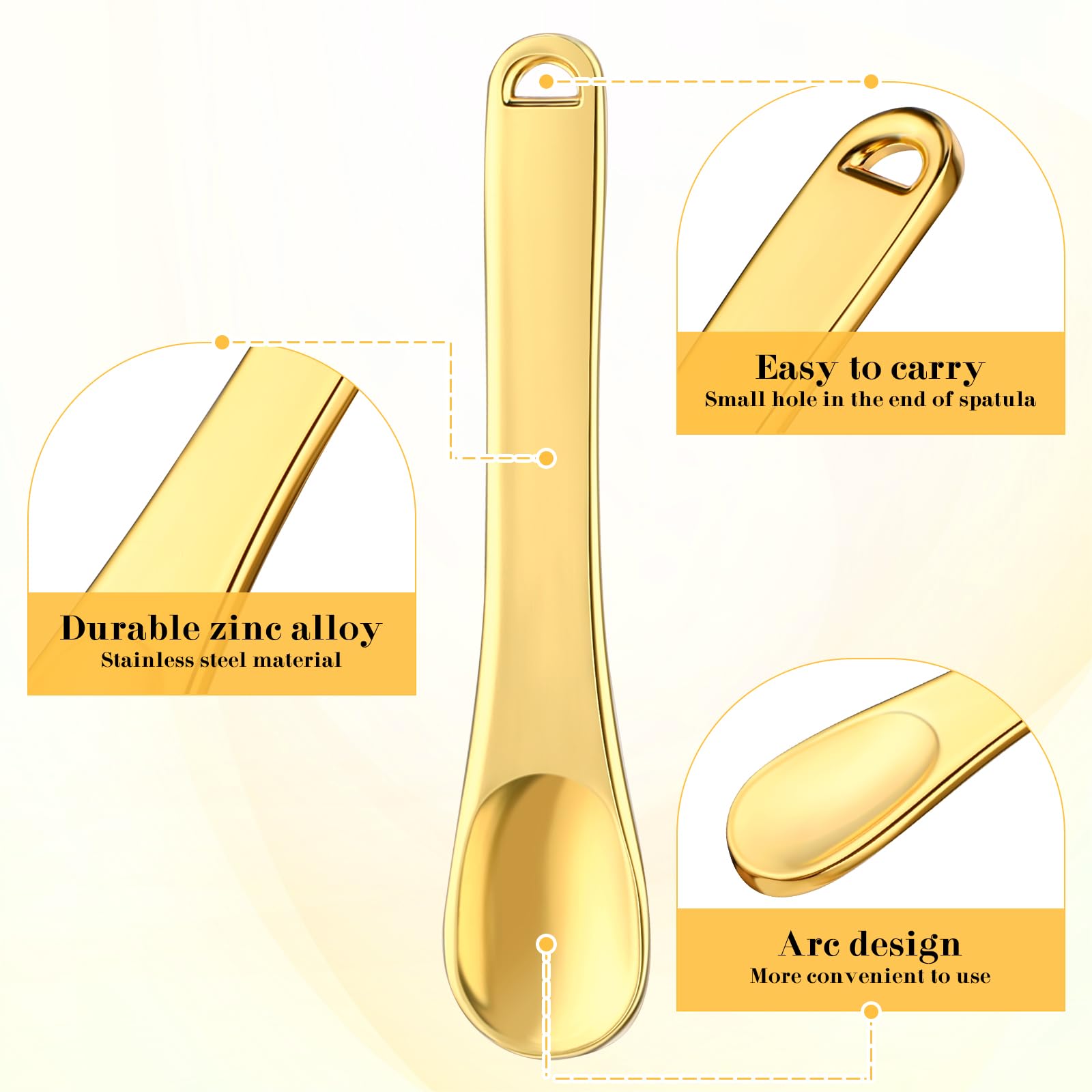 Prasacco 3-Piece Metal Skincare Spatula Set - Mini Cosmetic Scoop & Facial Applicator Tool for Face Masks, Eye Creams, Lotions & Moisturizers | Perfect for At-Home Spa, Travel & Professional Makeup Application
