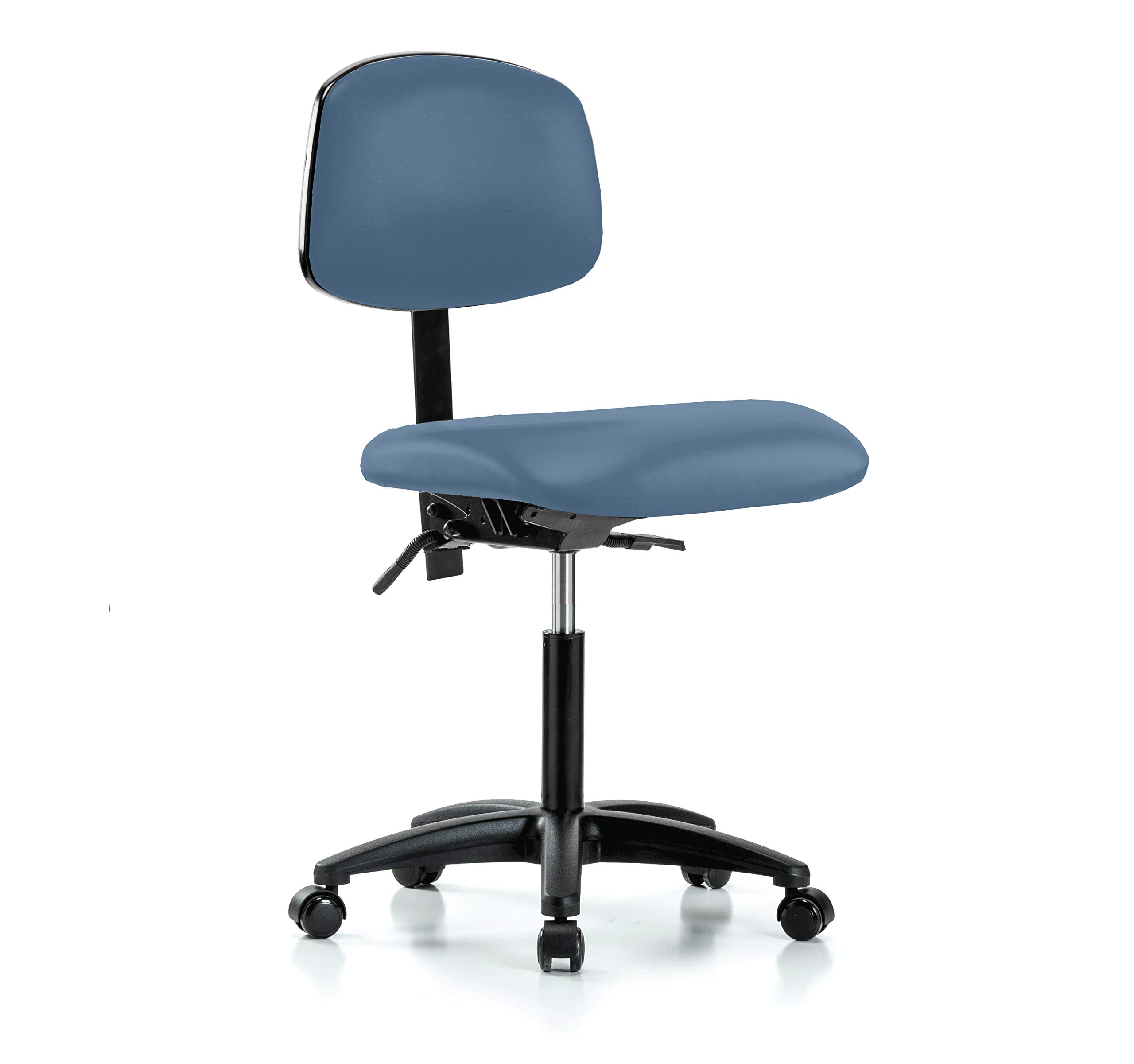 Perch Rolling Lab Chair with Adjustable Back Support - Ergonomic Stool for Hardwood & Tile Floors, Adjustable Workbench Height, Newport Fabric - Perfect for Laboratories, Workshops & Standing Desks