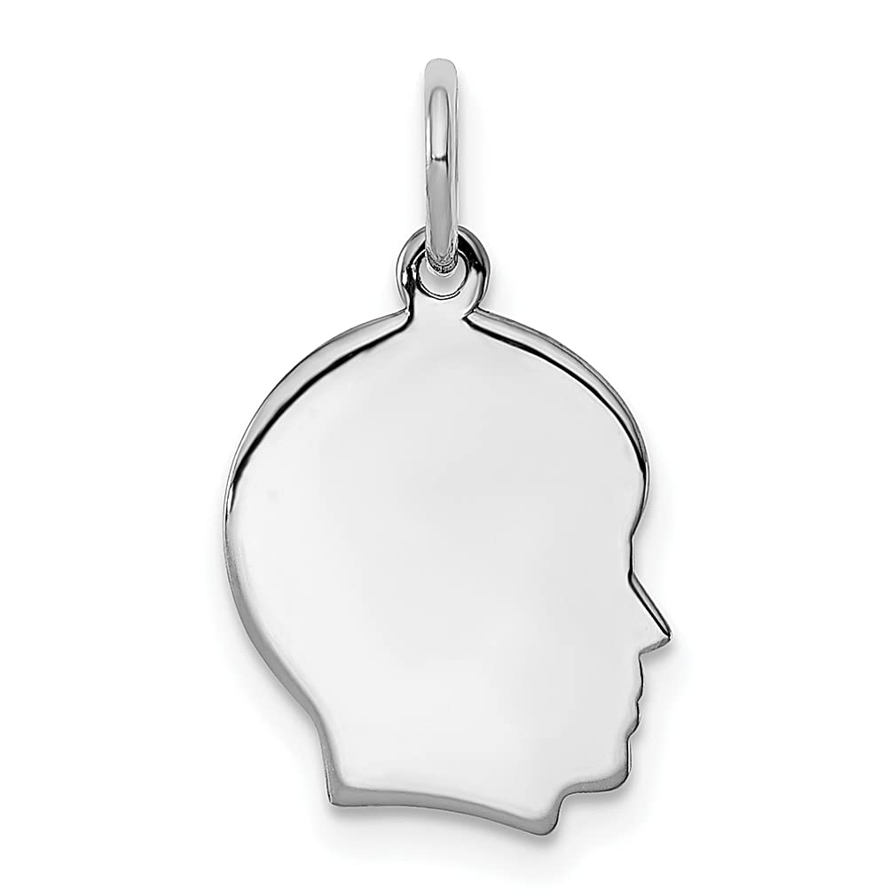 Sterling Silver Rhodium Plated Engravable Boy & Girl Front Back Disc Charm Necklace Pendant - Fashion Jewelry for Women, Baby Keepsake Gift for Her - Perfect for Birthdays, Christenings & Mother's Day
