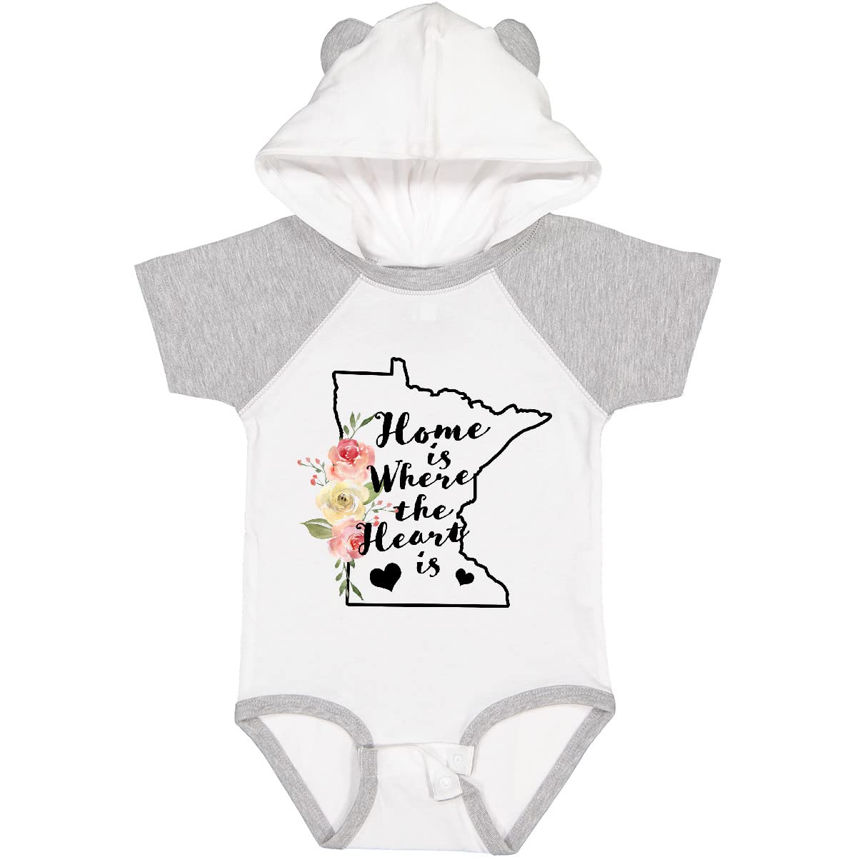 Inktastic Minnesota Home is Where The Heart is Watercolor Baby Bodysuit - Soft Cotton Infant Onesie for Newborns, Baby Shower Gift, Family Outfits & Photo Shoots