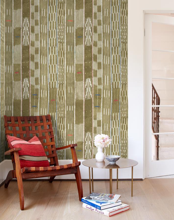 Chris Benz Large Madison Stripe Wallpaper - Tan | Premium Self-Adhesive Peel & Stick Wallpaper for Living Room, Bedroom, Home Decor