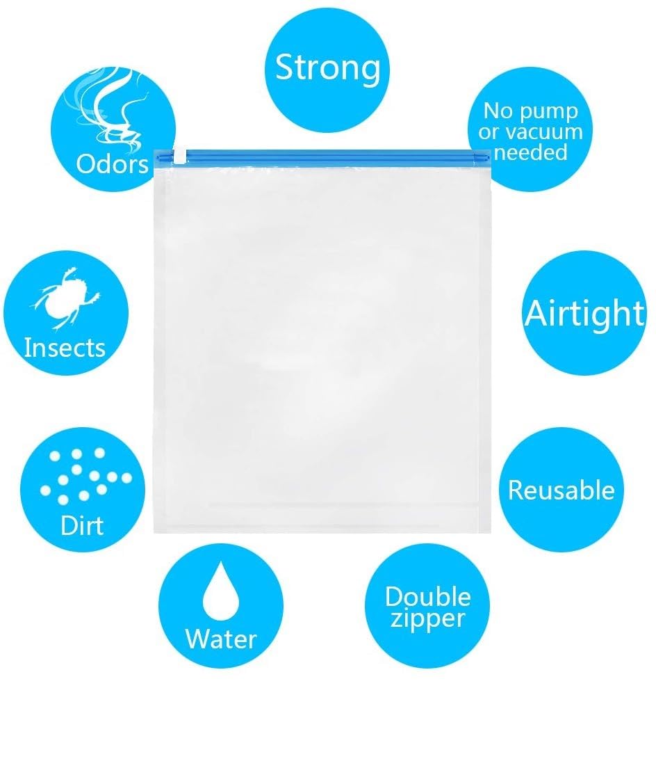 40 Pack Medium Vacuum Storage Bags for Travel - Space Saving Compression Bags for Luggage, Suitcase & Clothes | Perfect for Packing, Moving & Organizing