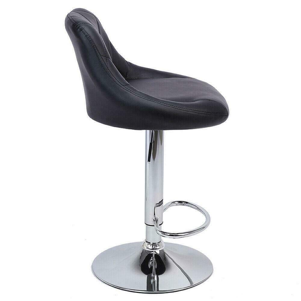 Set of 2 Black Leather Adjustable Height Swivel Bar Stools - Modern Pub Chairs for Kitchen Island, Home Bar & Dining Room - Perfect Gift for Men, Women & Dad (Housewarming, Birthday & Anniversary)