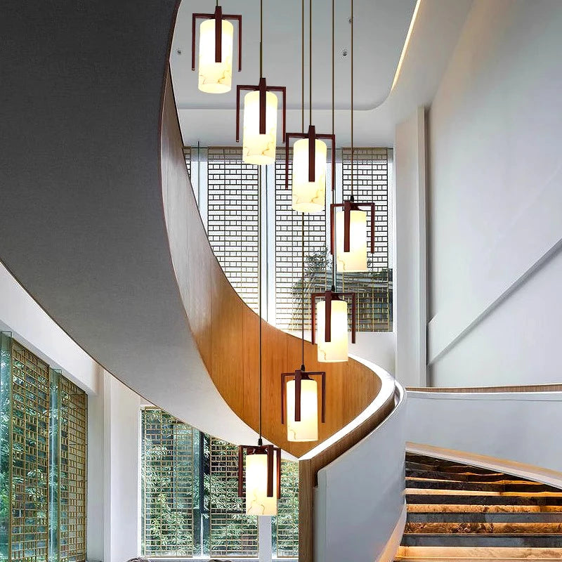 Polin Modern Over The Stairs Chandelier - Elegant Crystal Ceiling Light Fixture for Staircase & Foyer Lighting - Perfect for Home, Hotel, and Office Decor