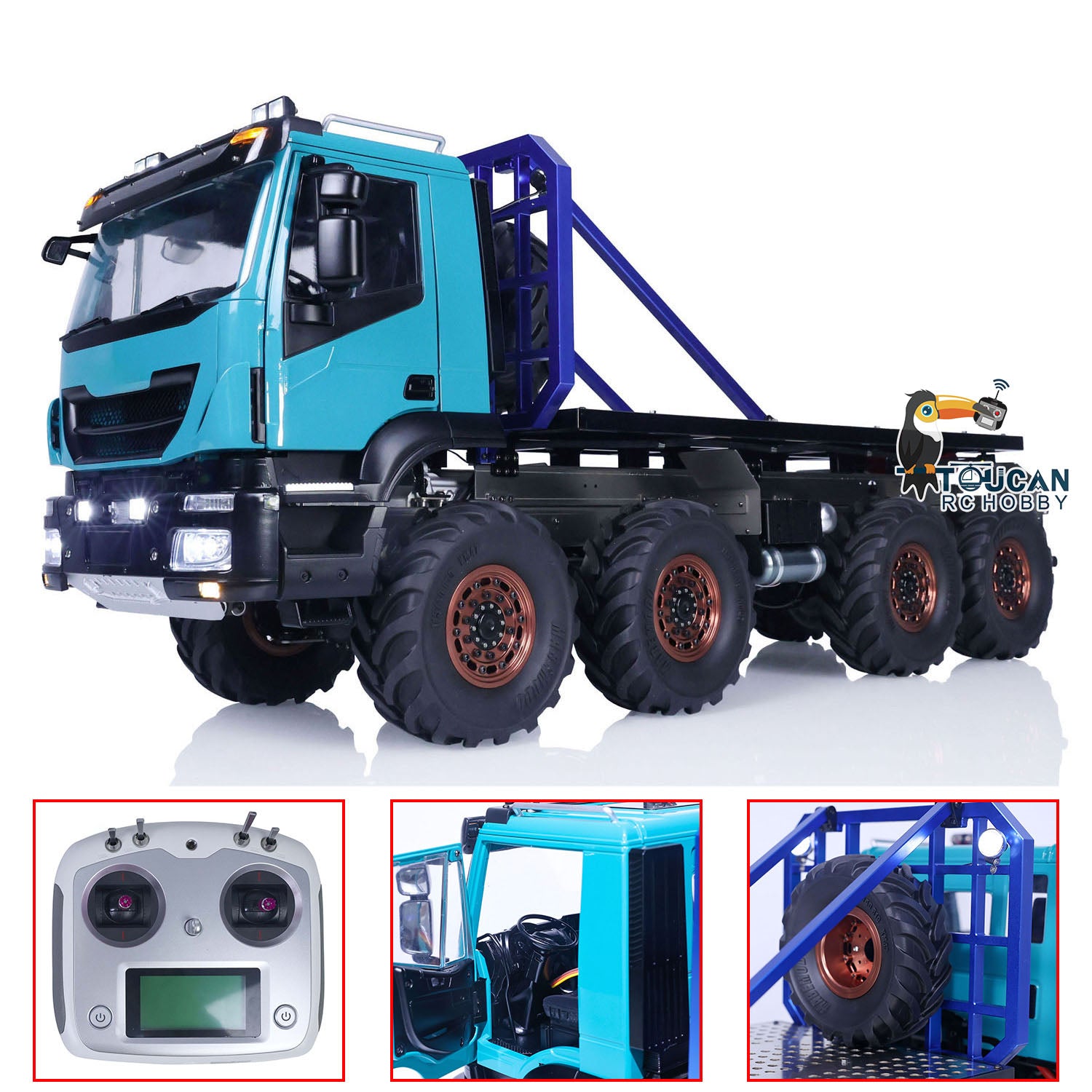 1/14 Scale 8x8 RC Rock Crawler Truck - Remote Control Climbing Vehicle with DIY Model Kit, LED Lights, Sound System & Servo ESC - Perfect for Off-Road Adventures and Rock Crawling Competitions