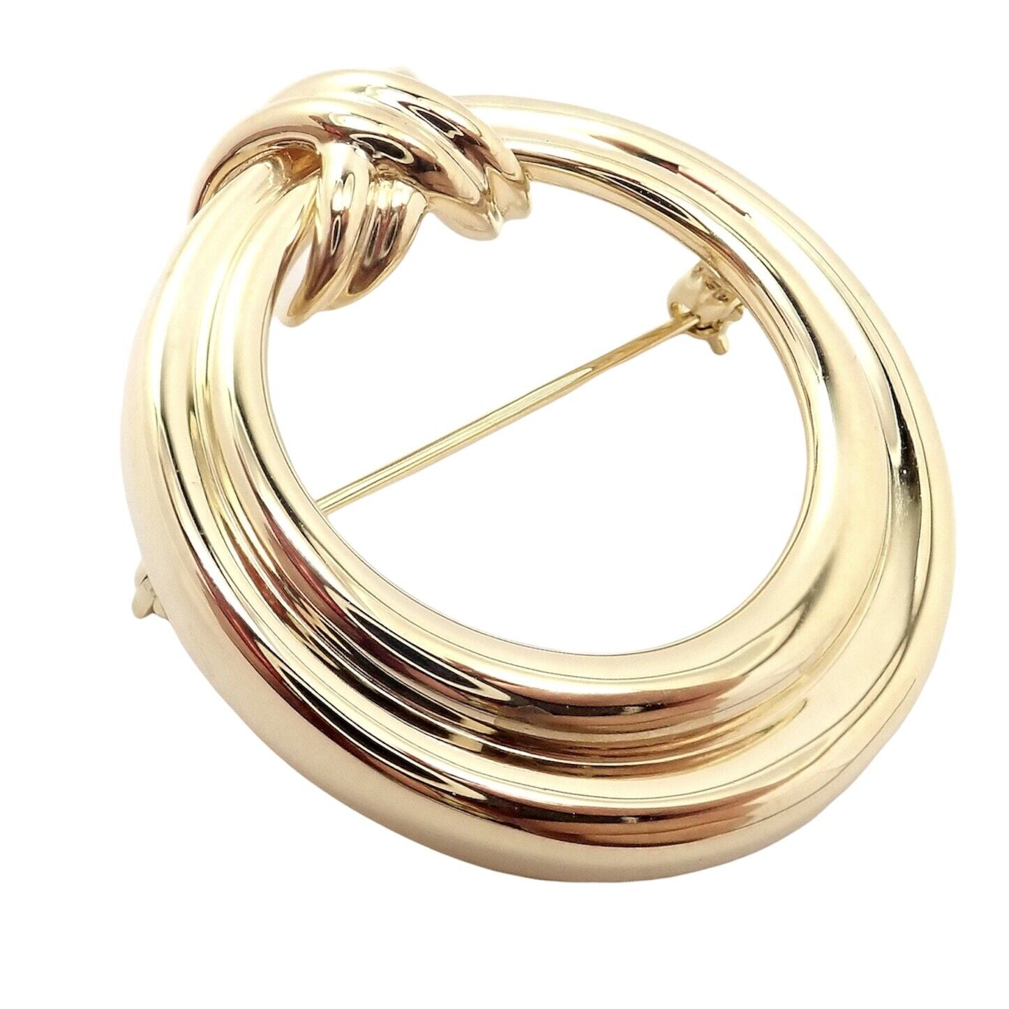 Authentic Tiffany & Co 18k Yellow Gold Large X and O Open Circle Pin Brooch - Elegant Jewelry for Women, Perfect for Weddings, Parties & Special Occasions