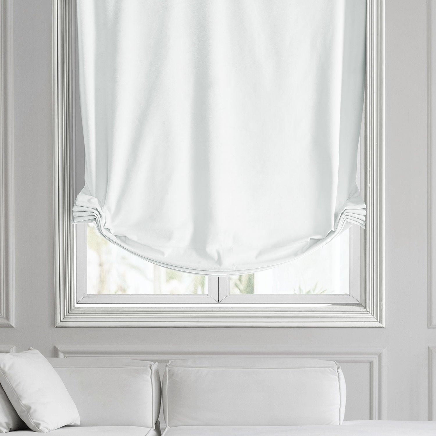 Premium White Signature Velvet Roman Shade - Elegant Window Treatment for Living Room & Bedroom