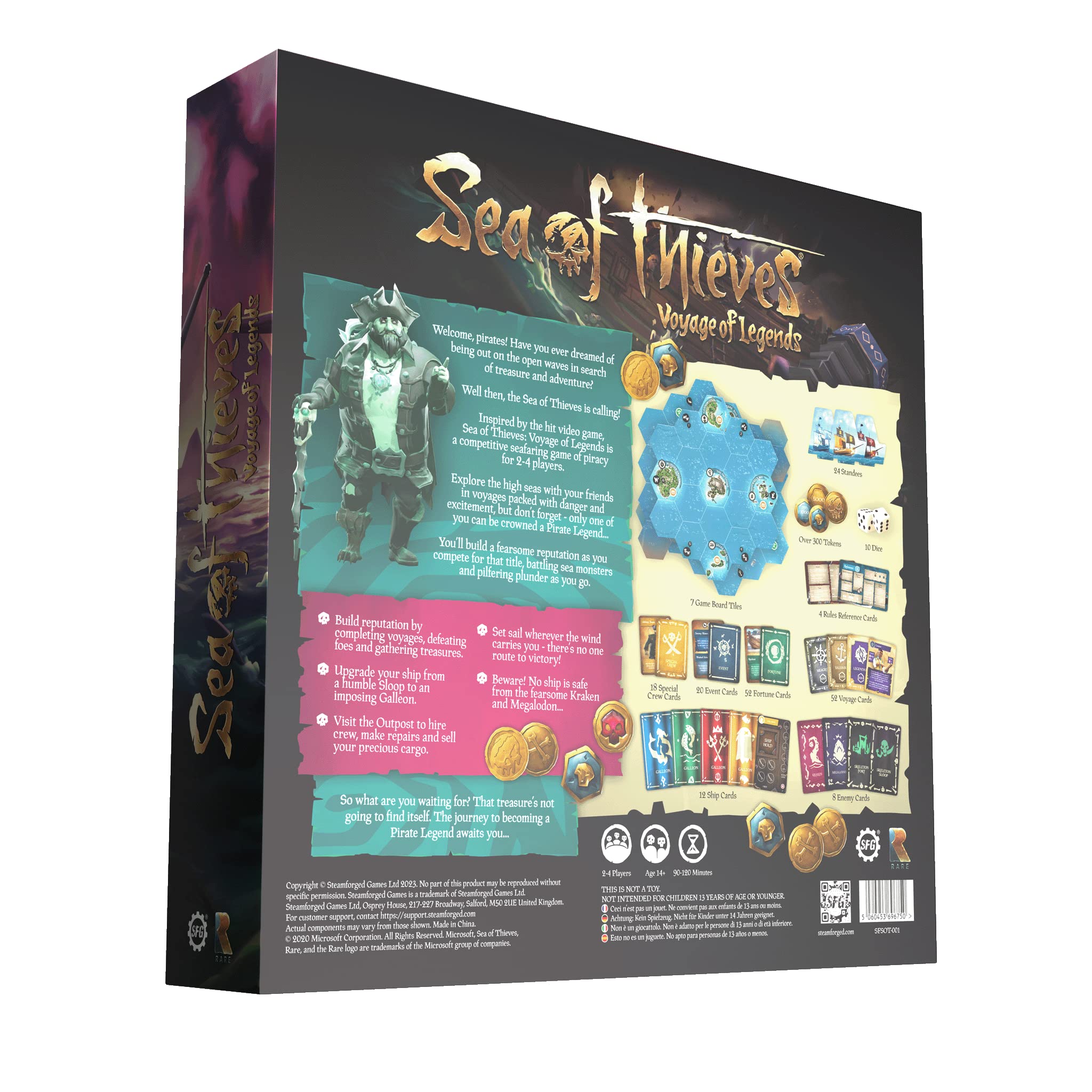 Sea of Thieves Board Game - 2-4 Players, 90-120 Min for Family Game Night - Teens & Adults 14+ - Pirate Adventure Game for Parties