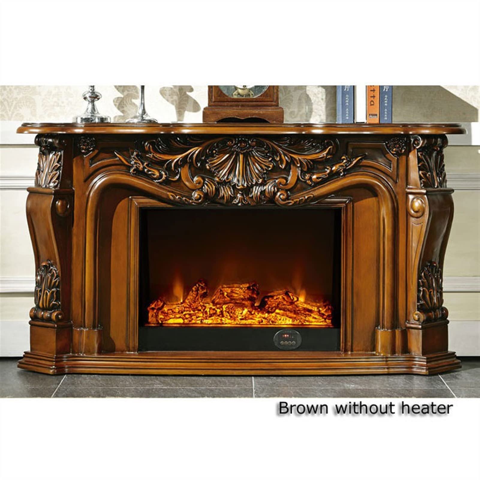 Brown Electric Fireplace Insert with LED Realistic Flame Effect - No Heater - Perfect for Living Room, Bedroom & Office Decoration & Warmth
