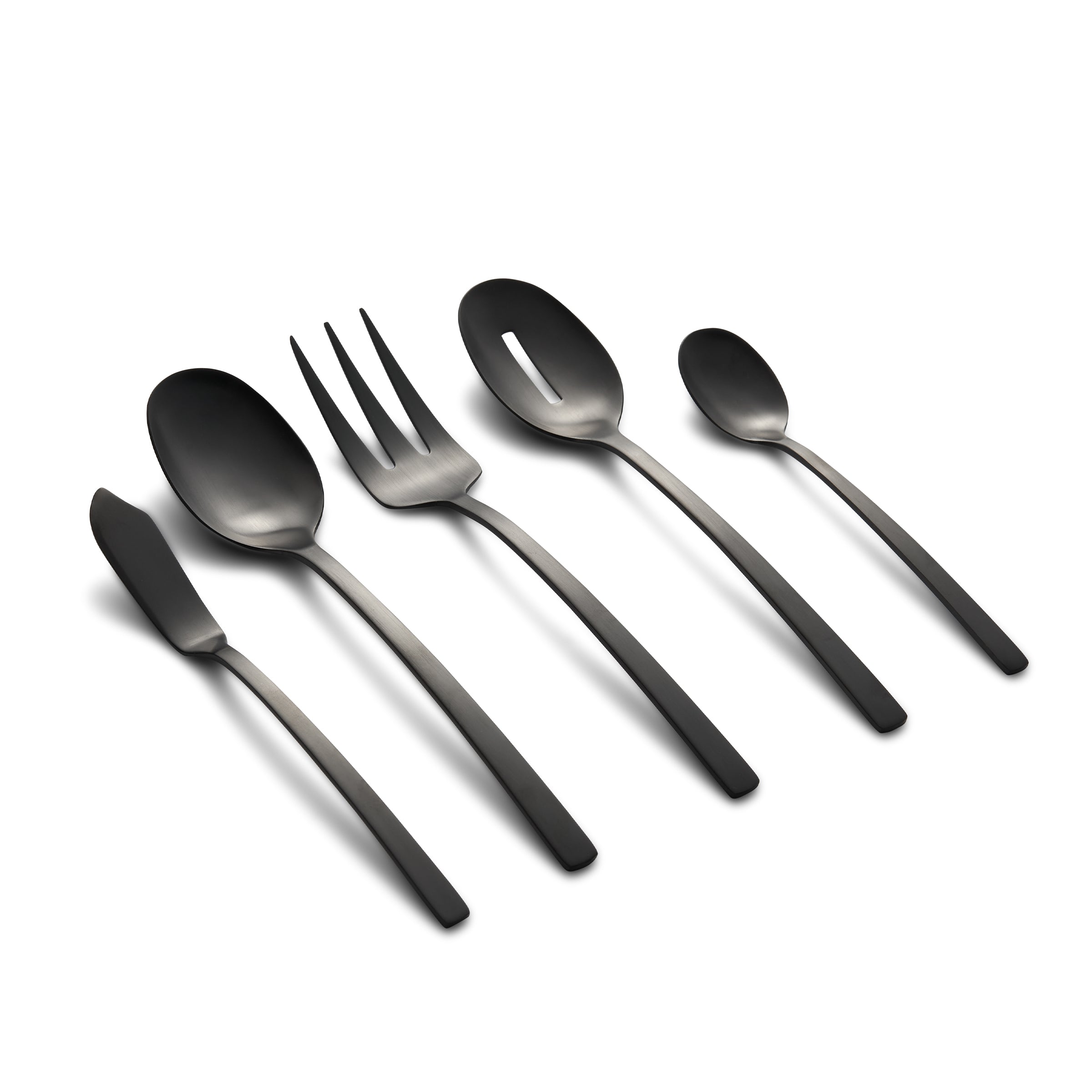 Premium 45-Piece Flatware Set - Beacon Black Satin Stainless Steel Cutlery Set for 12, Elegant Tableware for Dinner Parties, Weddings & Everyday Use