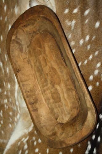 Rustic Wooden Dough Bowl - 22 Inch Hand Carved Primitive Wood Trencher Tray for Farmhouse Decor | Perfect for Centerpieces, Bread Serving, and Rustic Table Displays