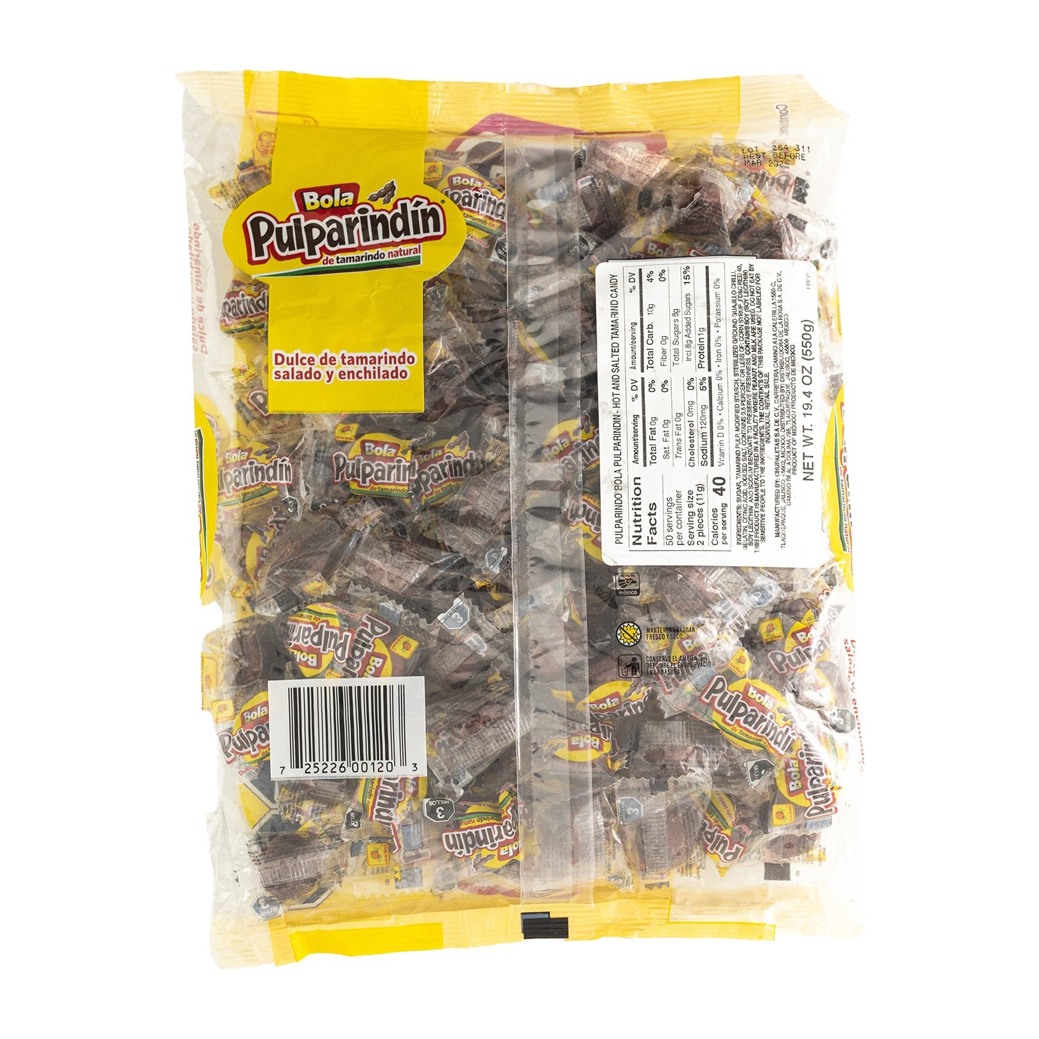 De La Rosa Pulparindin Bola Tamarind Candy | 100 Count Bag | Mexican Sweet Treat for Parties, Snacks & Gifting